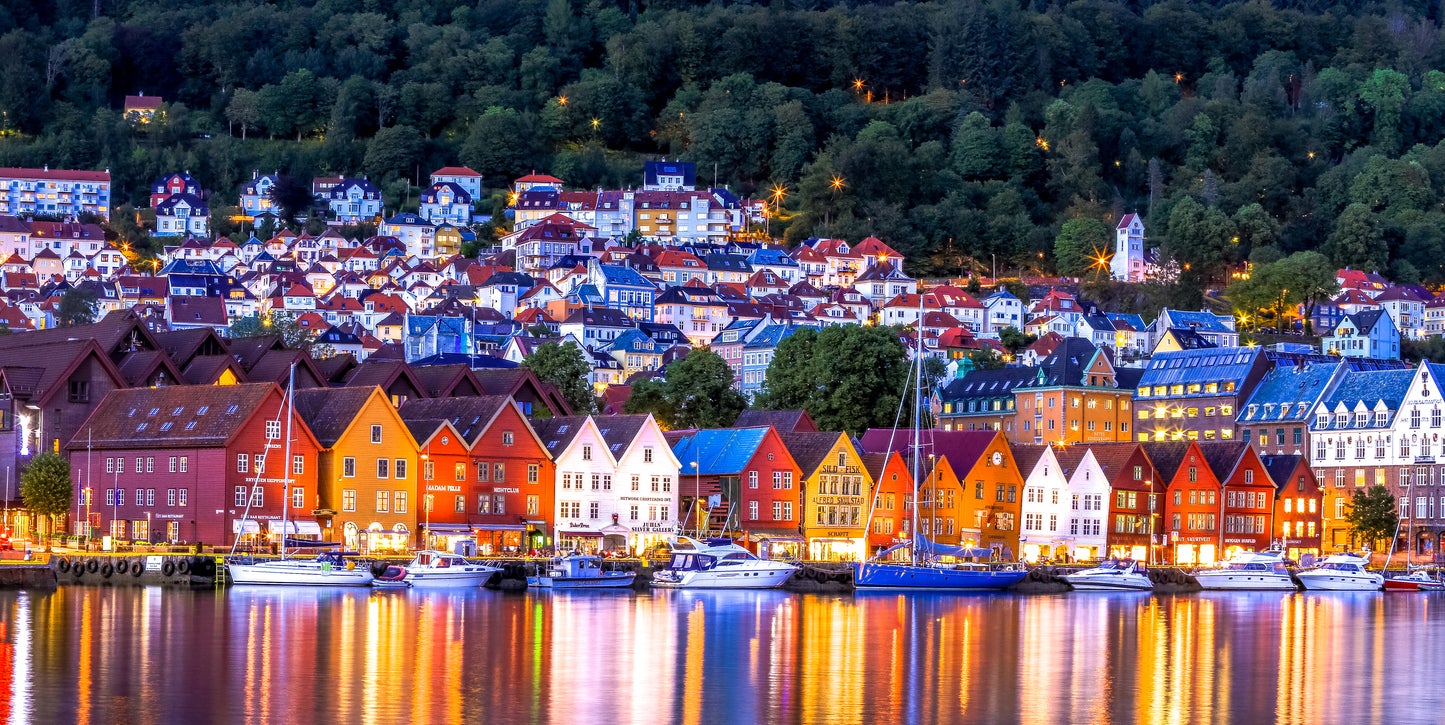 A panoramic view of Bergen, the starting point of Hurtigruten’s epic 12-day cruise