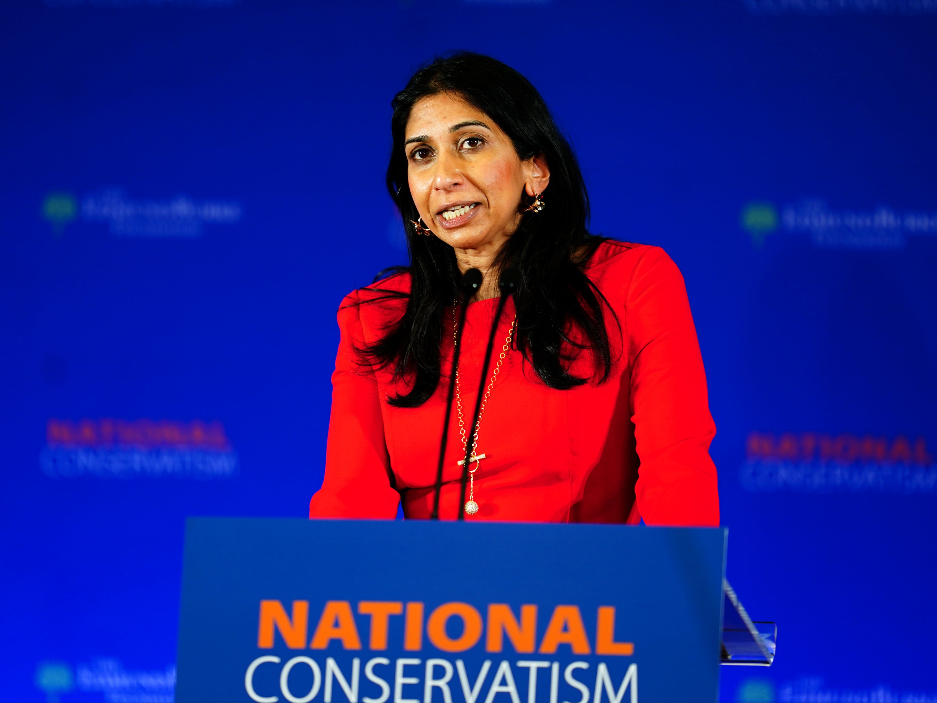 Suella Braverman said ‘no good reason’ why UK can’t train enough butchers and fruit pickers