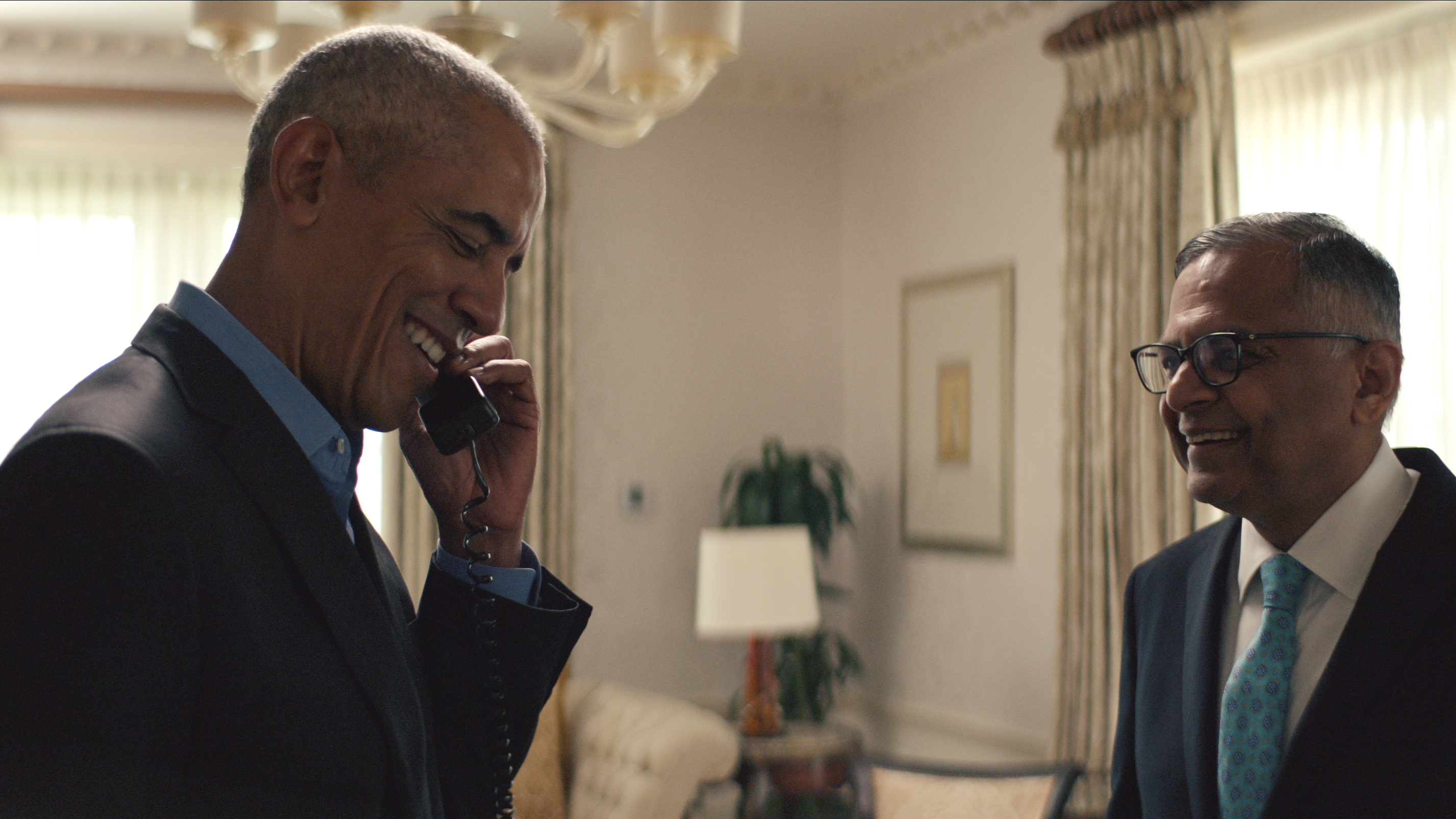 Barack Obama orders a green salad and French fries during a meeting with executive Natarajan Chandrasekaran