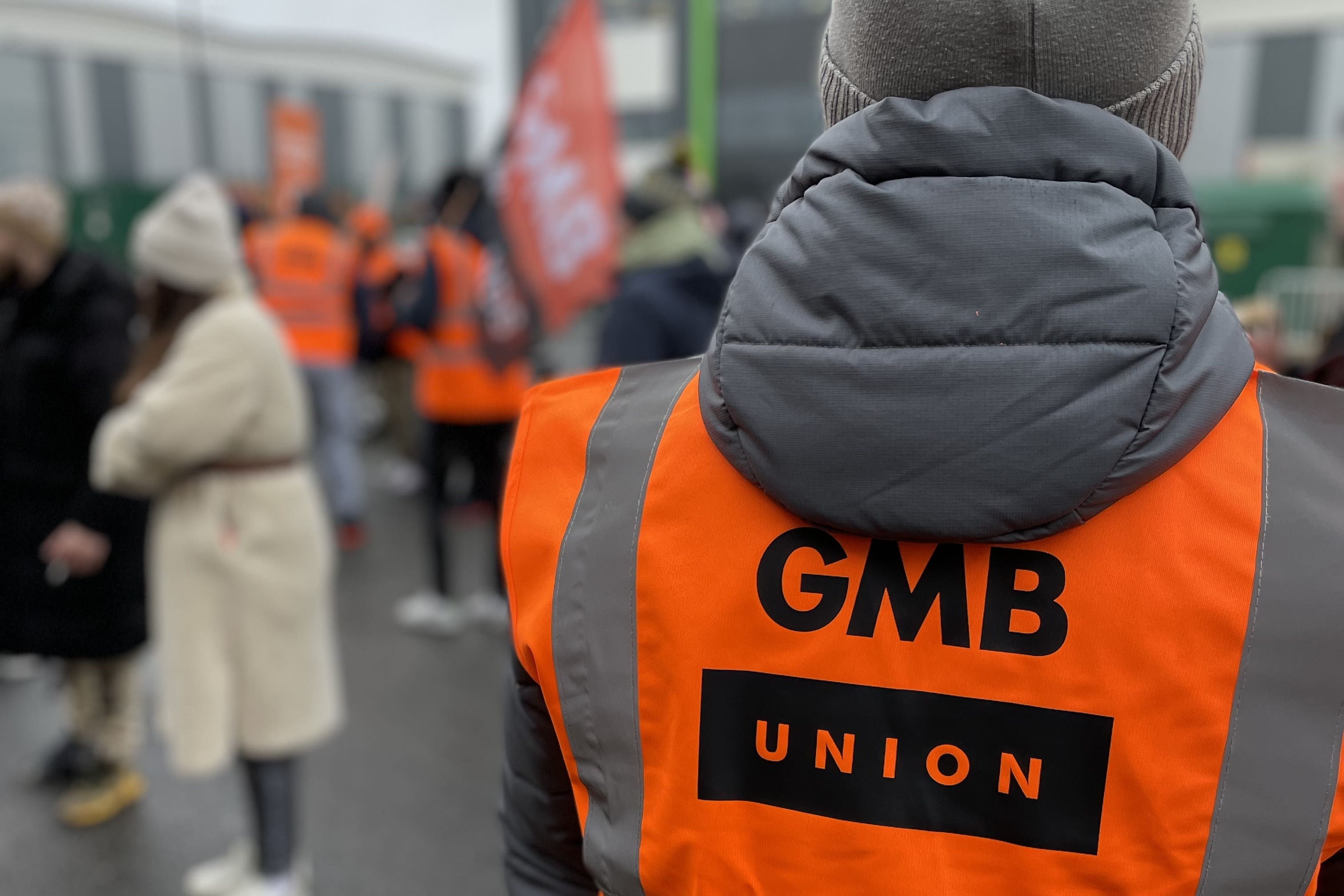 Members of the GMB union on a picket line (Phil Barnett/PA)