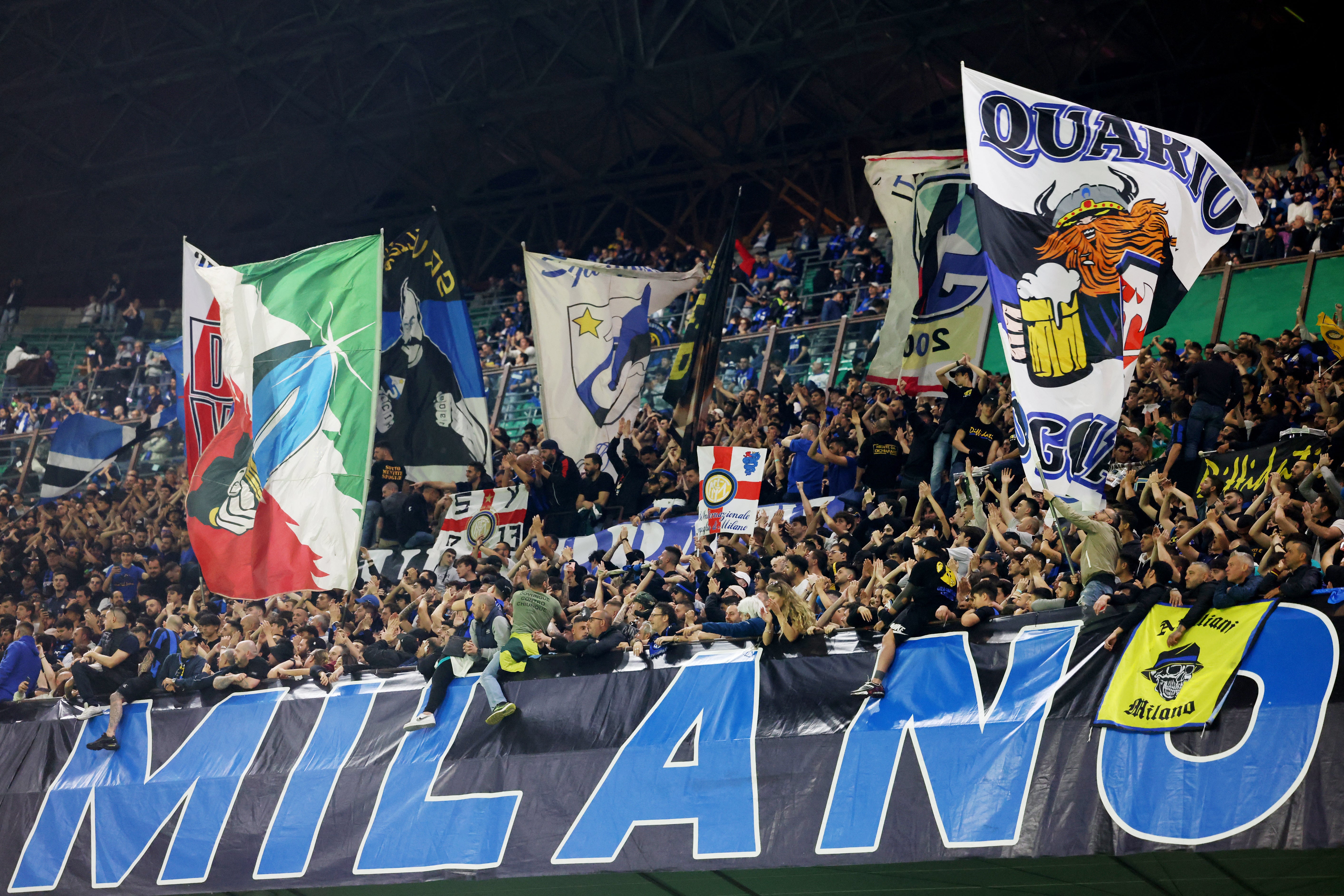 Inter Milan fans celebrate victory over AC Milan