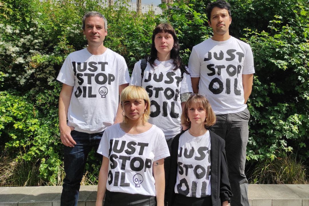 The five Just Stop Oil supporters ejected from the Home Affairs Committee inquiry into policing of the coronation. From top left: Sam Griffiths, Hannah Taylor, Dr Kush Naker, Rosa Hicks and Rachel Bosley (Just Stop Oil/PA)