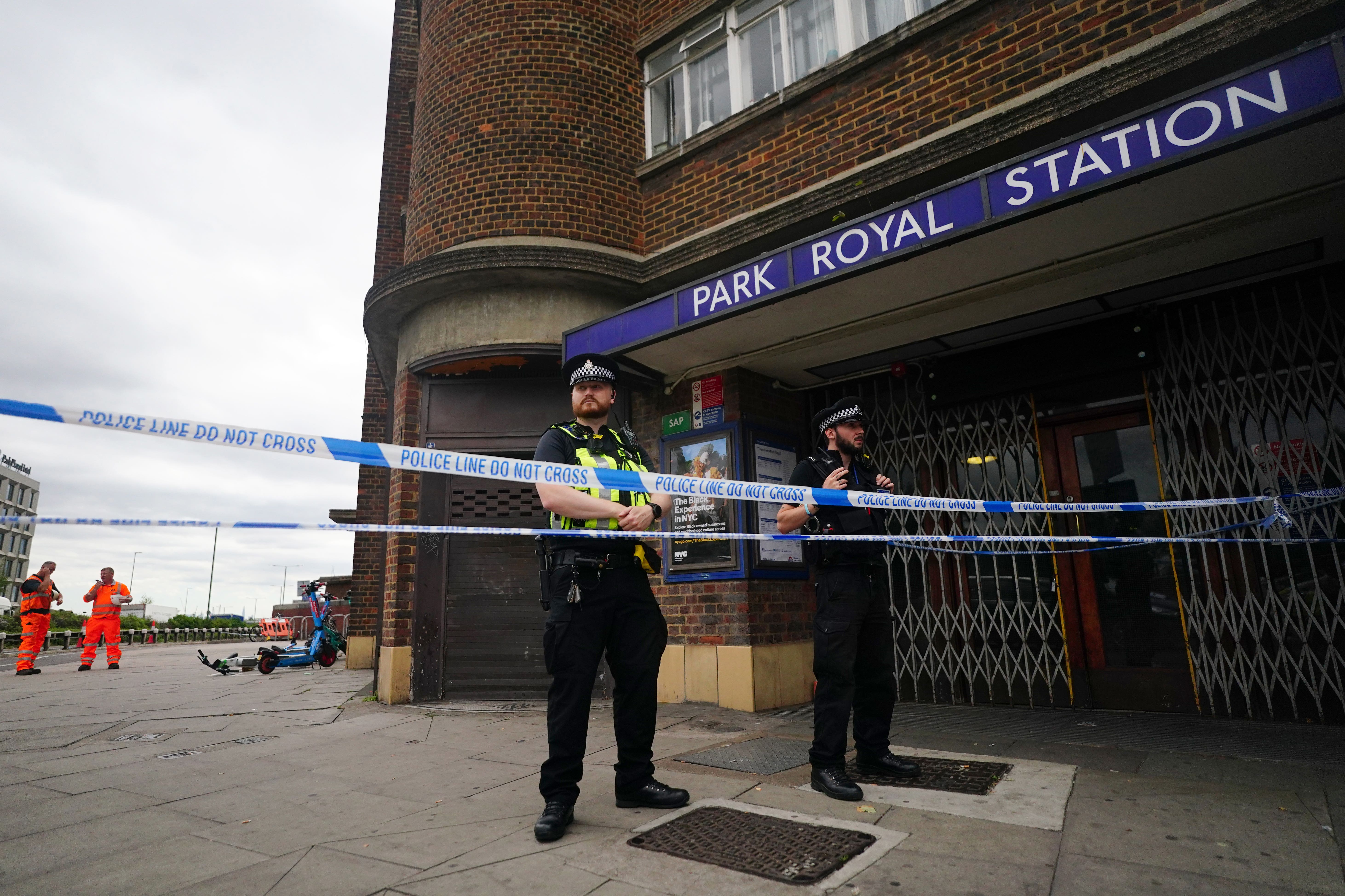 Police outside Park Royal underground station