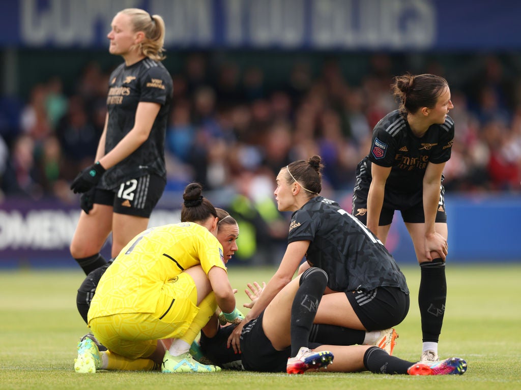 Walti was stretchered off as Arsenal suffered another injury blow