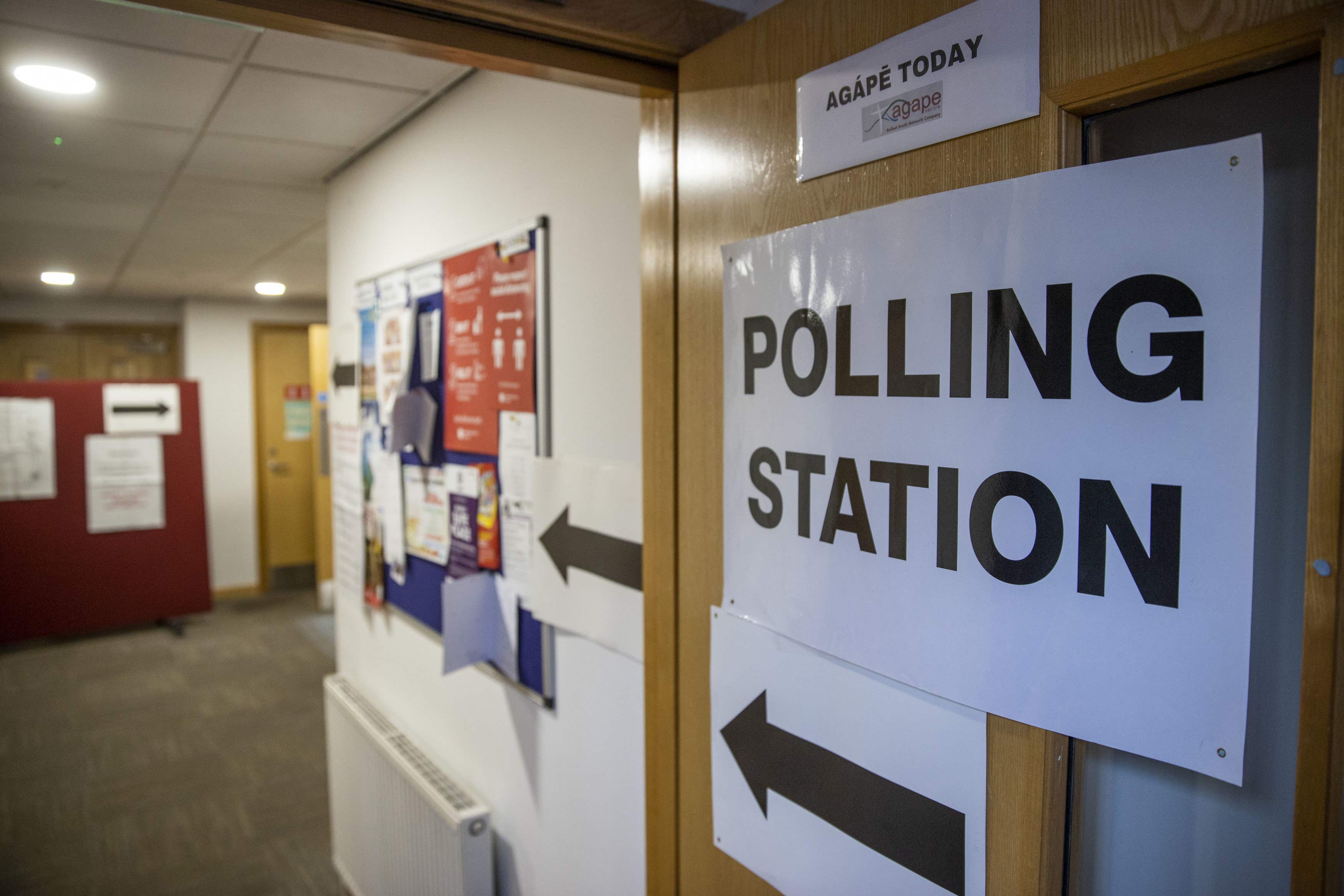 Agape Centre polling station in south Belfast, for the Northern Ireland Council elections (Liam McBurney/PA)