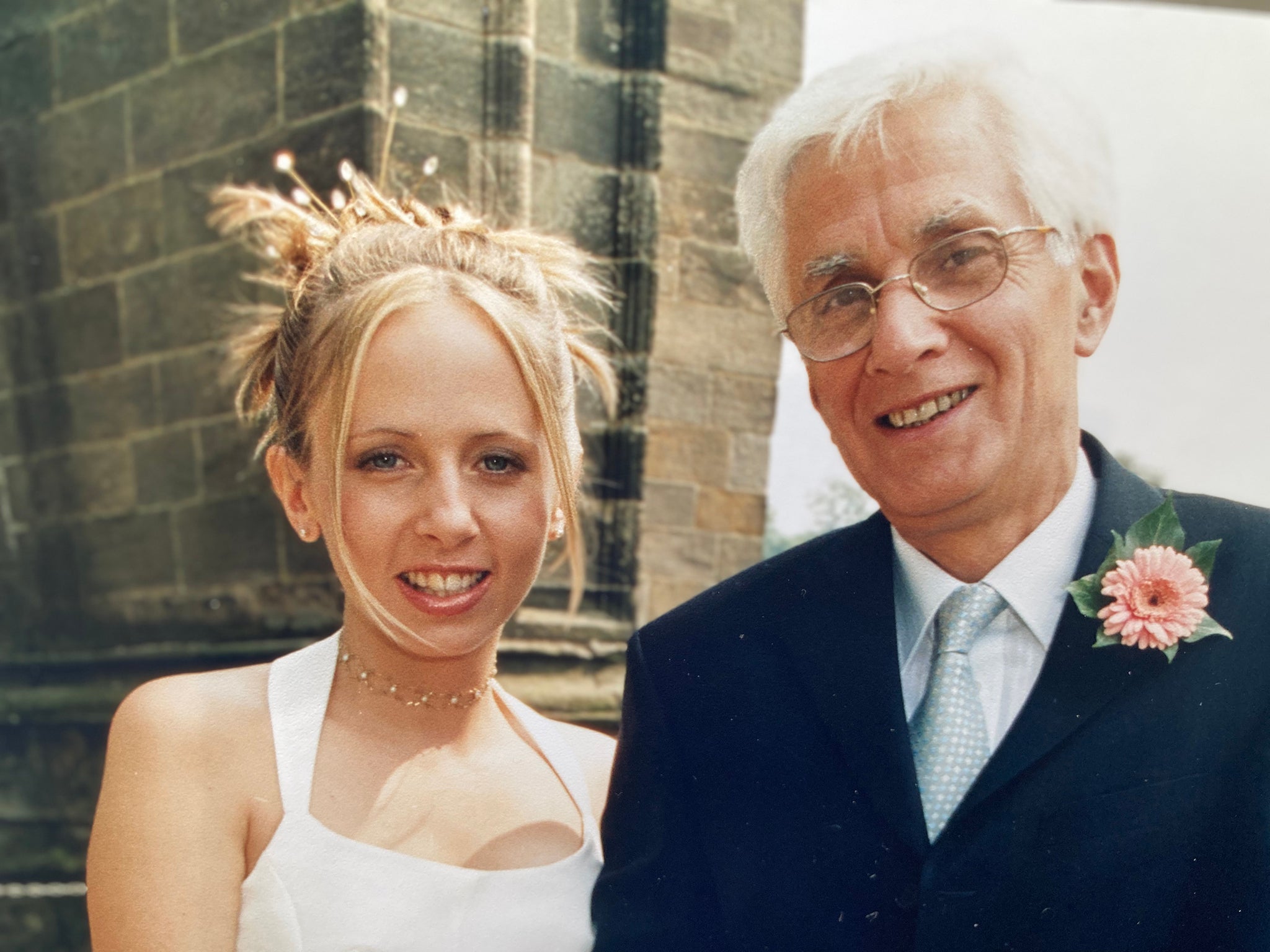 Recognii founder Sarah Harrison with her father David on her wedding day