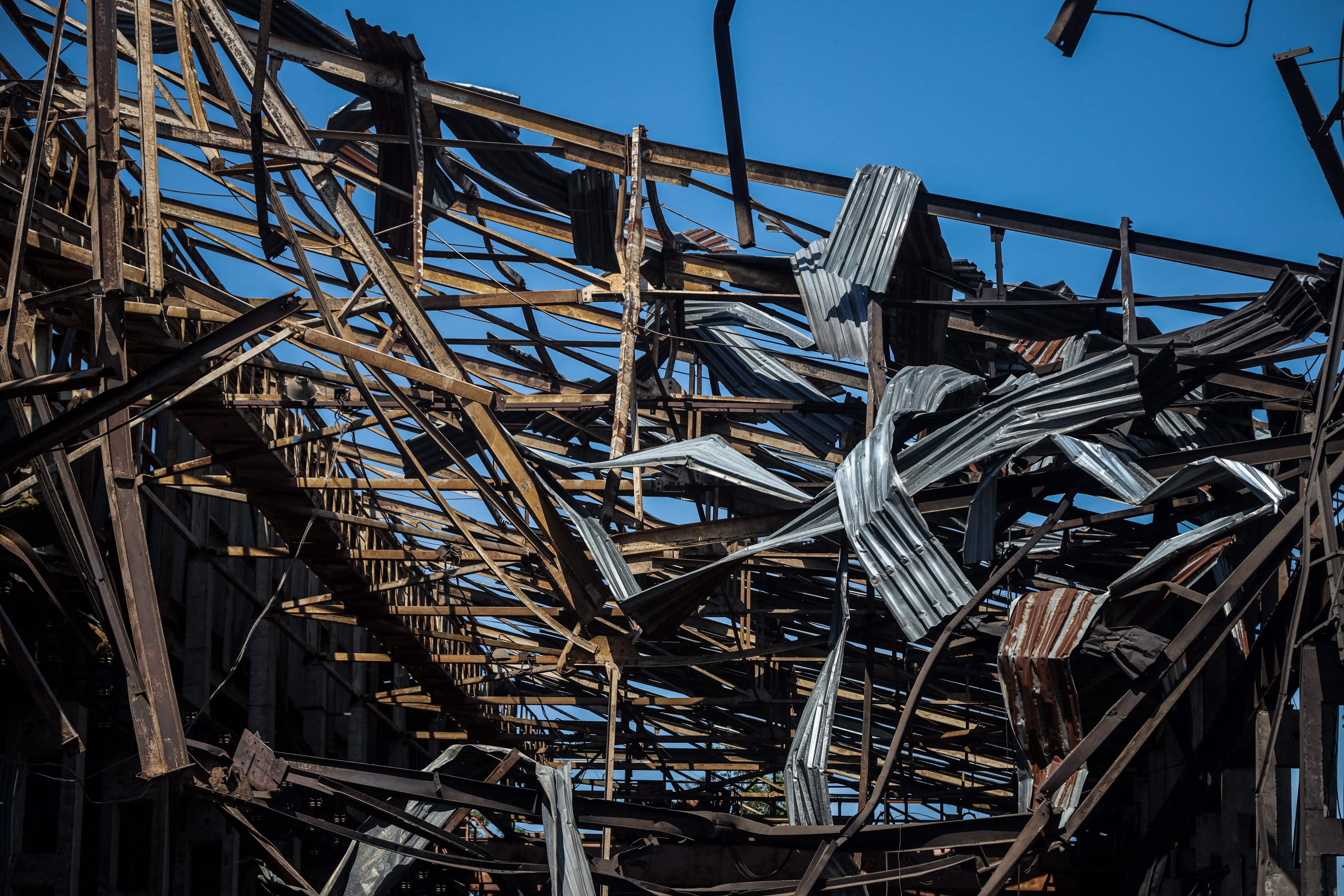 An industrial building damaged after a Russian missile strike in Odesa