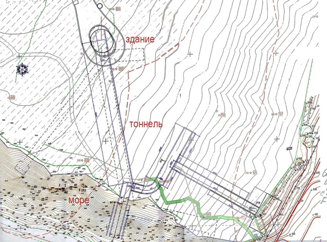 There is also an elevator shaft that connects the complex to the two tunnels, as revealed in one diagram - and the lower one has a walkway to the beach