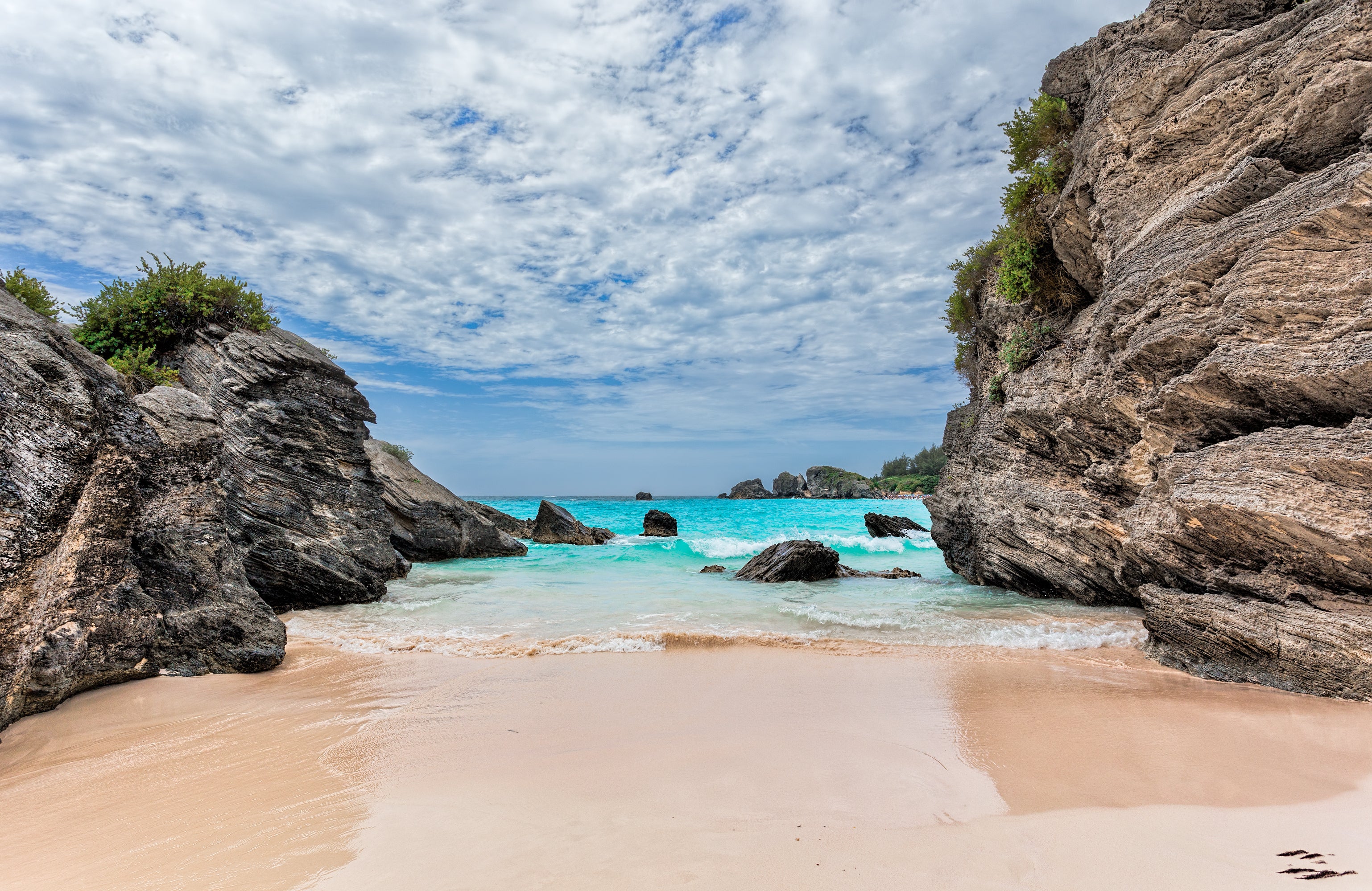 The beach landscape of Horseshoe Bay, Bermuda