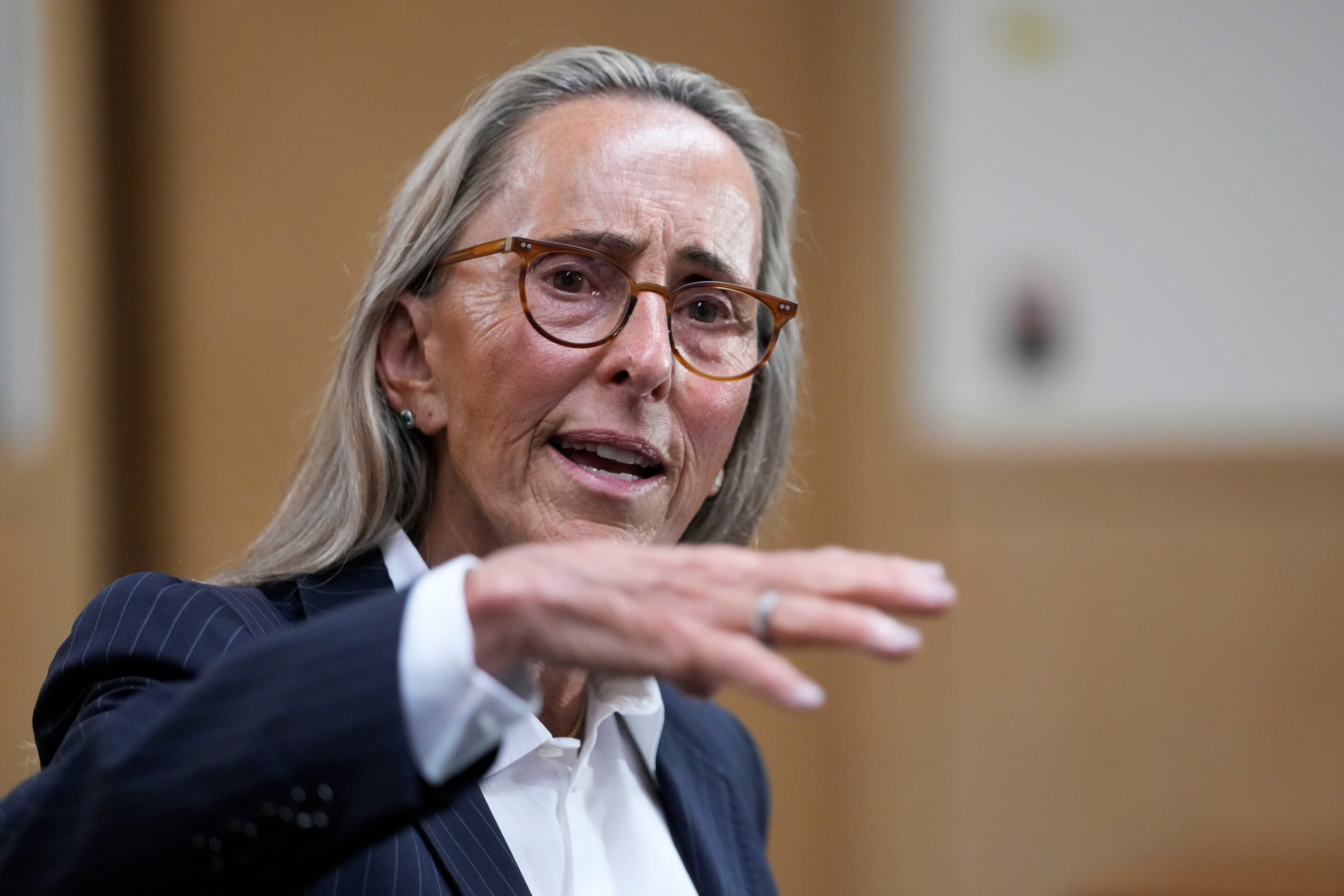 Defense attorney Paula Canny, representing Nima Momeni, speaks with reporters at the Hall of Justice in San Francisco, Thursday, May 18, 2023.