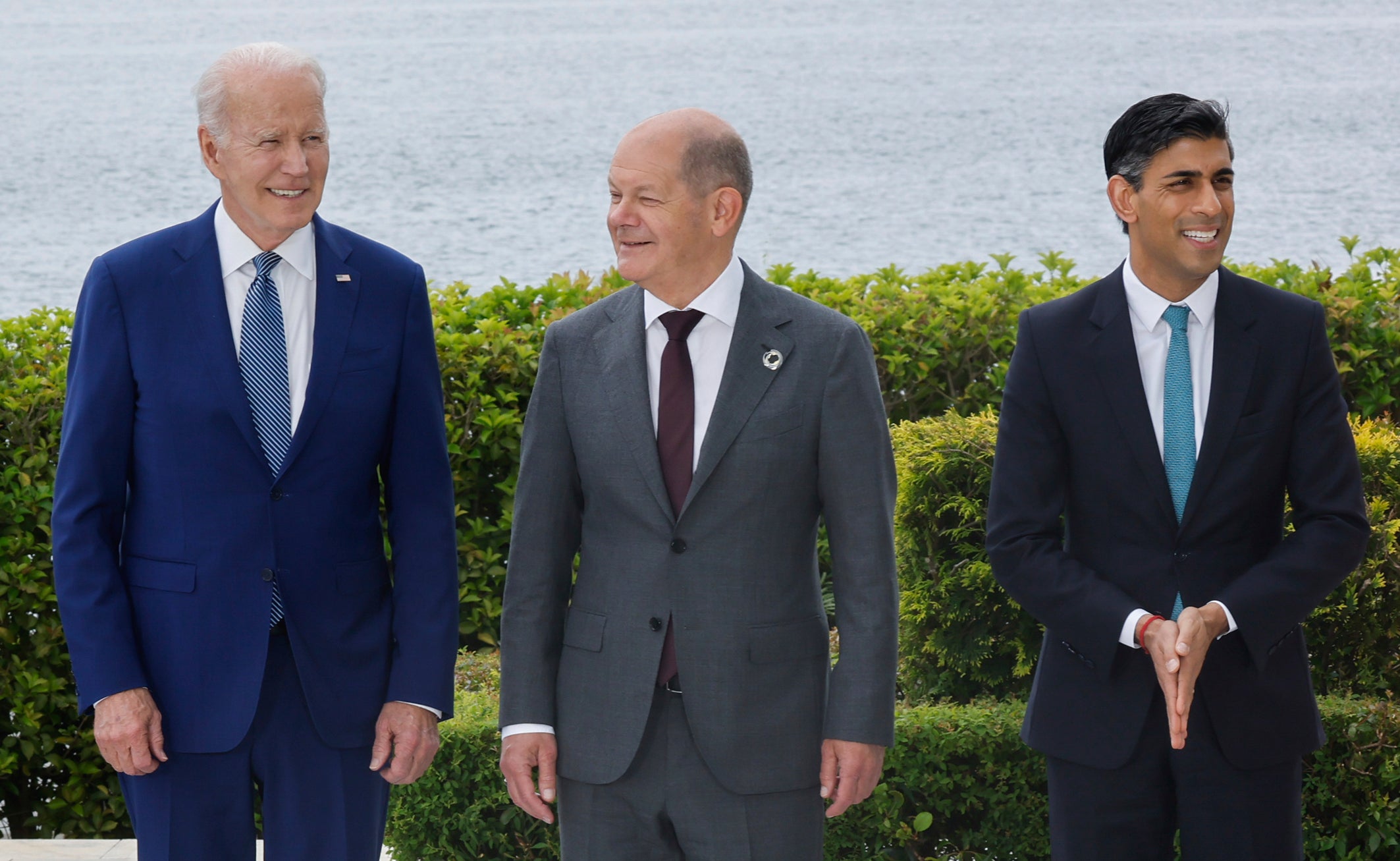 Olaf Scholz with Mr Biden and Mr Sunak in Japan