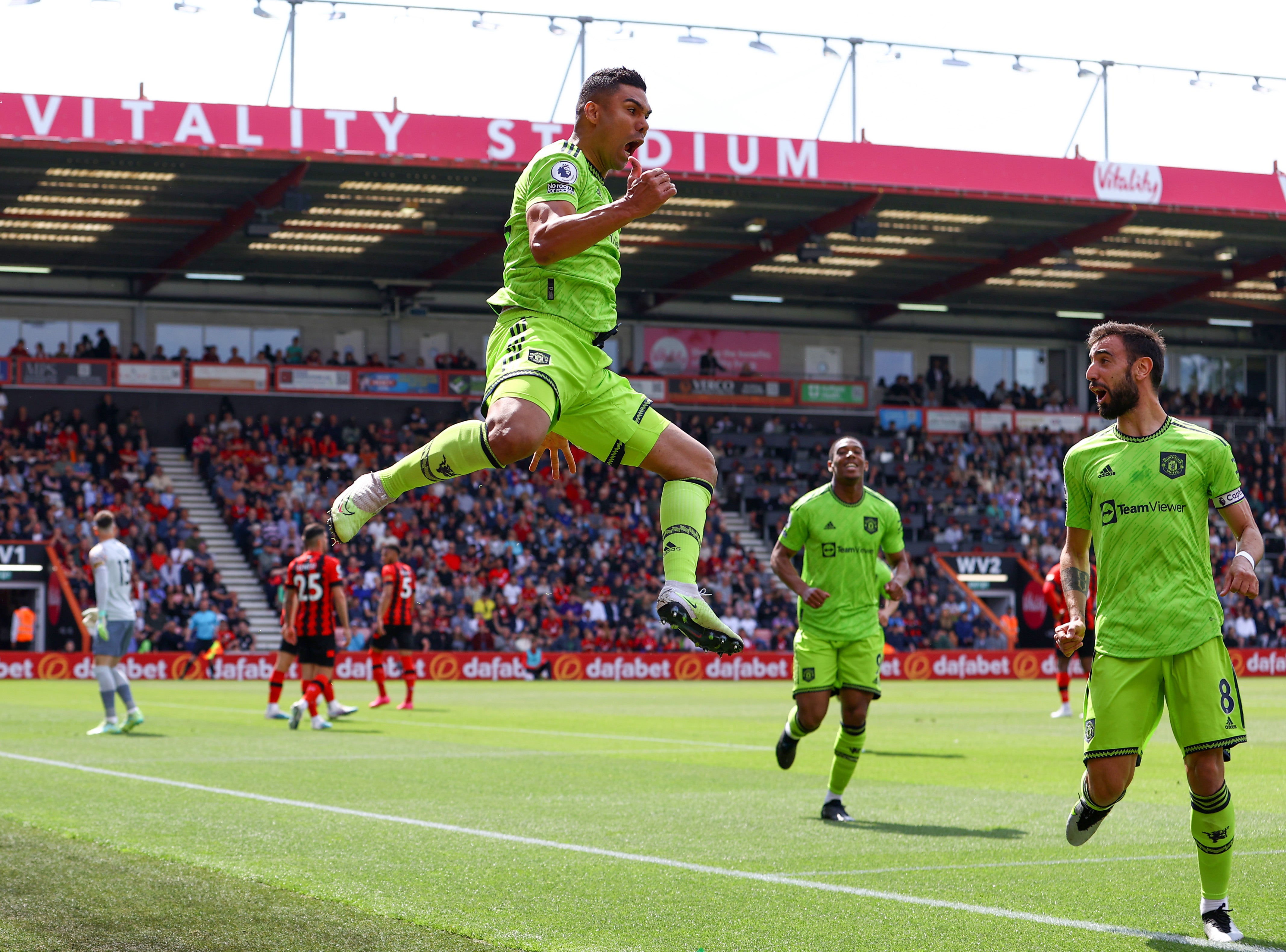 Casemiro scores the opening goal against Bournemouth