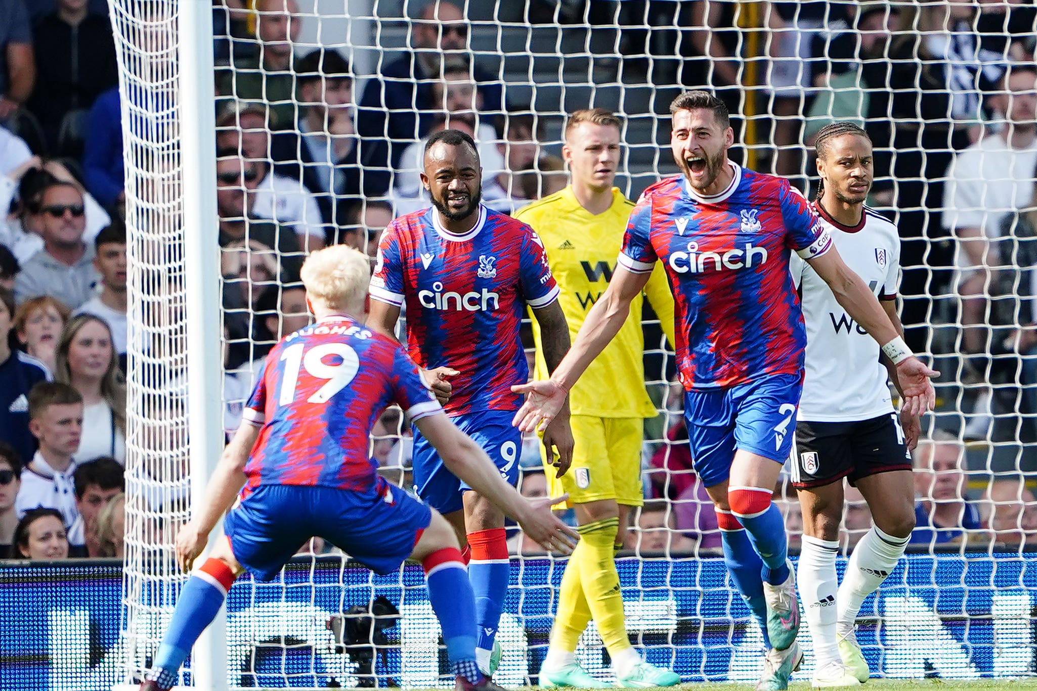 Joel Ward celebrates equalising for Crystal Palace (Zac Goodwin/PA)