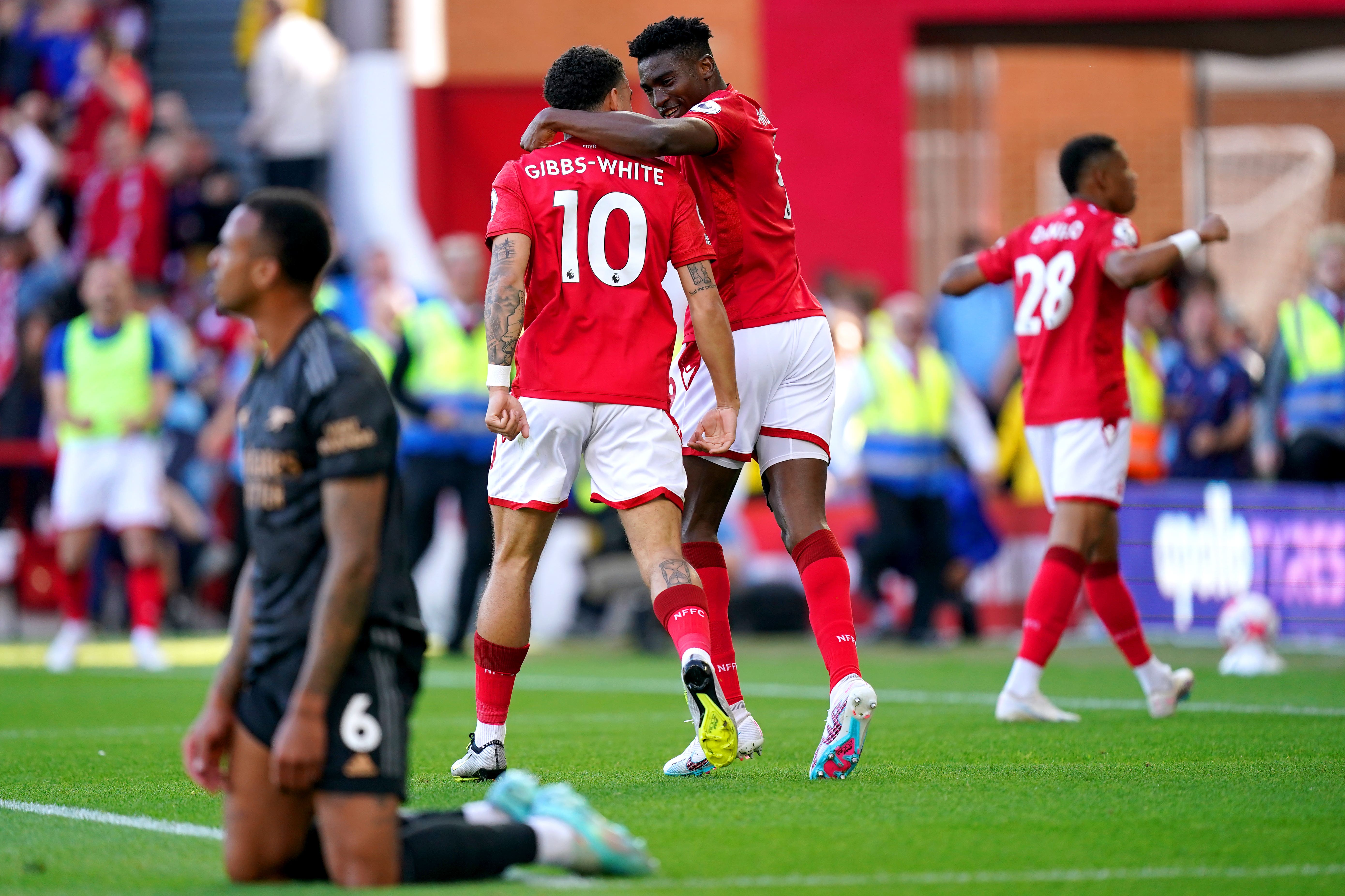 Nottingham Forest secured their Premier League status in style as Arsenal’s slim title hopes were ended (Mike Egerton/PA)