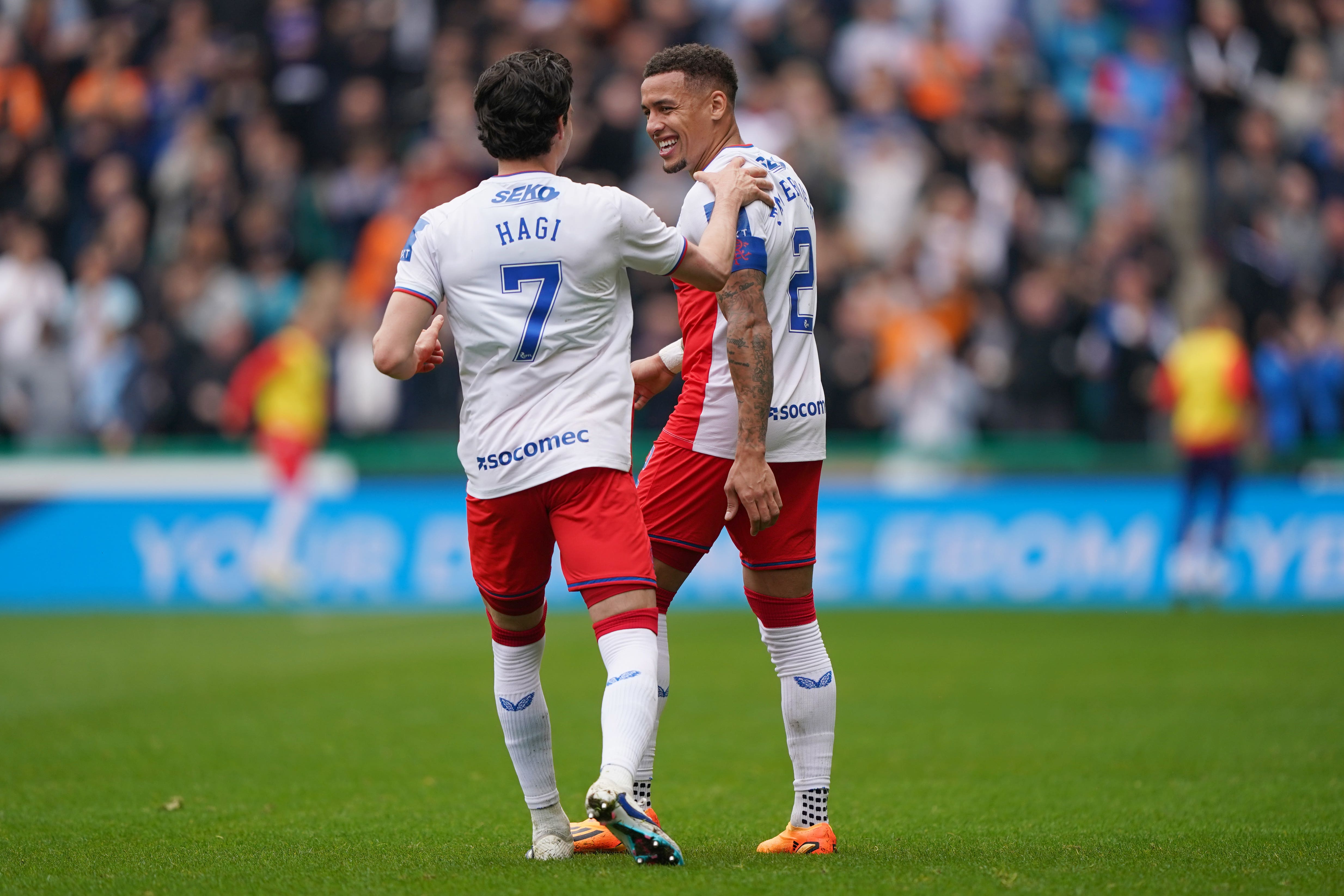 Rangers James Tavernier (right) scores against Hibernian (Andrew Milligan/PA)