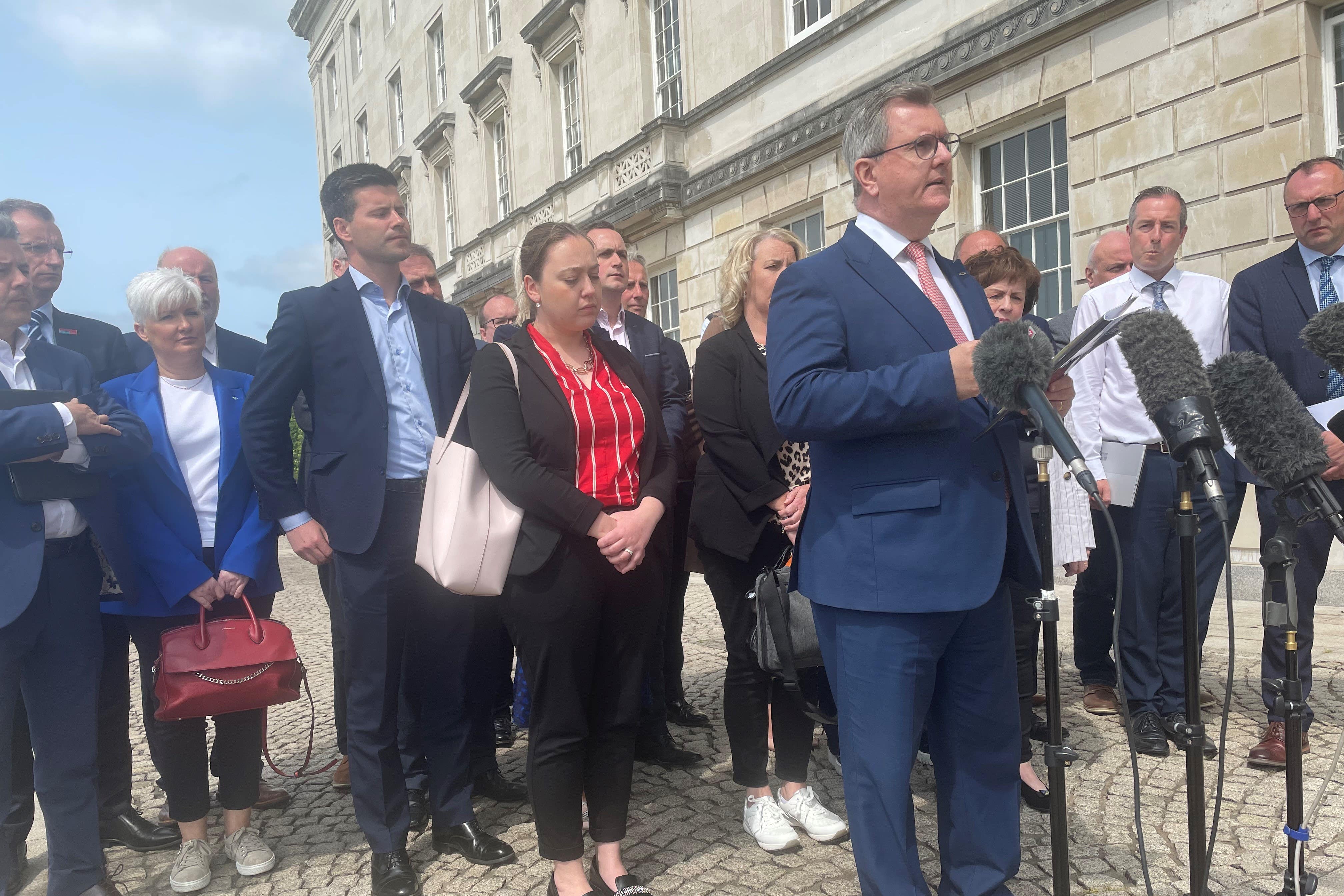 Sir Jeffrey Donaldson said there was no momentum towards a united Ireland after the local council elections (Jonathan McCambridge/PA)