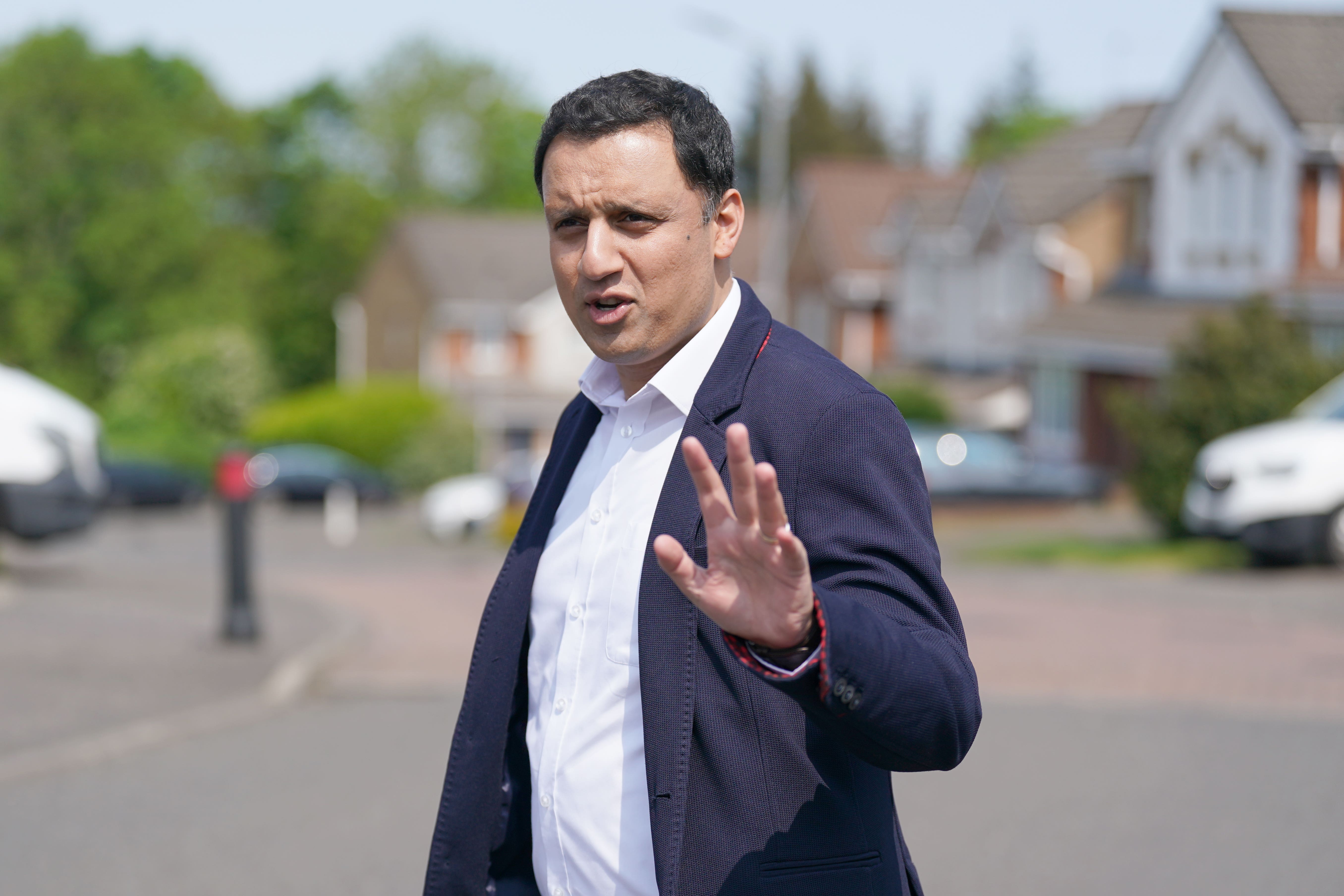 Scottish Labour leader Anas Sarwar campaigning in Cambuslang (Andrew Milligan/PA)