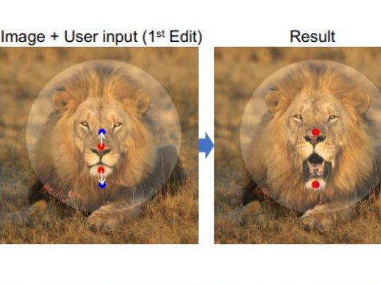 DragGAN can ‘hallucinate’ unseen details, like the teeth of a lion