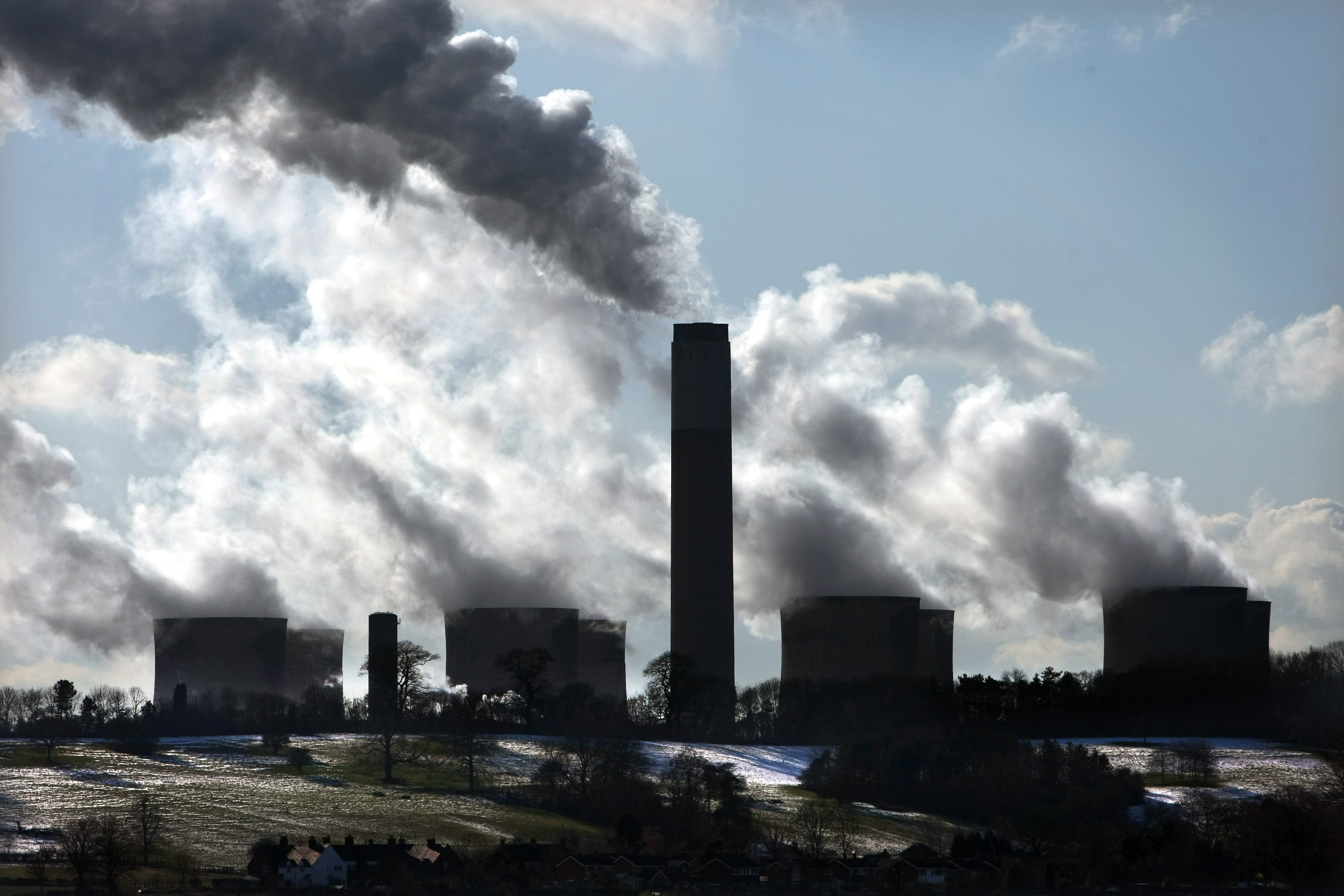 Smoke rising out of chimneys at Ratcliffe on Soar power station near Nottingham. (PA/David Jones)