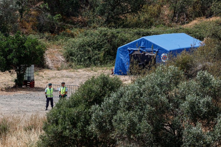 A number of official blue and white tents appeared near the reservoir as it was closed off on Monday