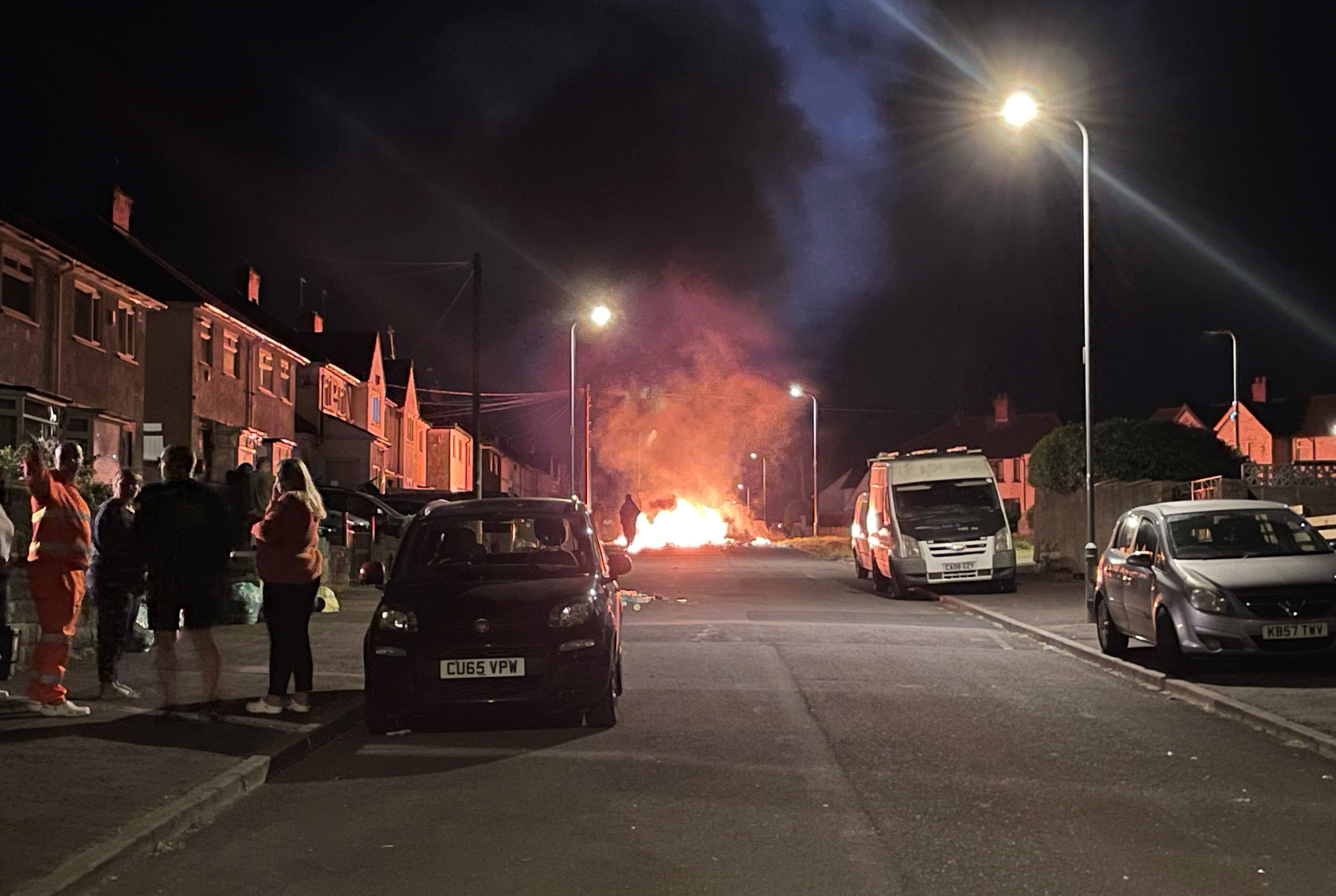 A resident’s Ford Focus was set alight on Highmead Road during the unrest