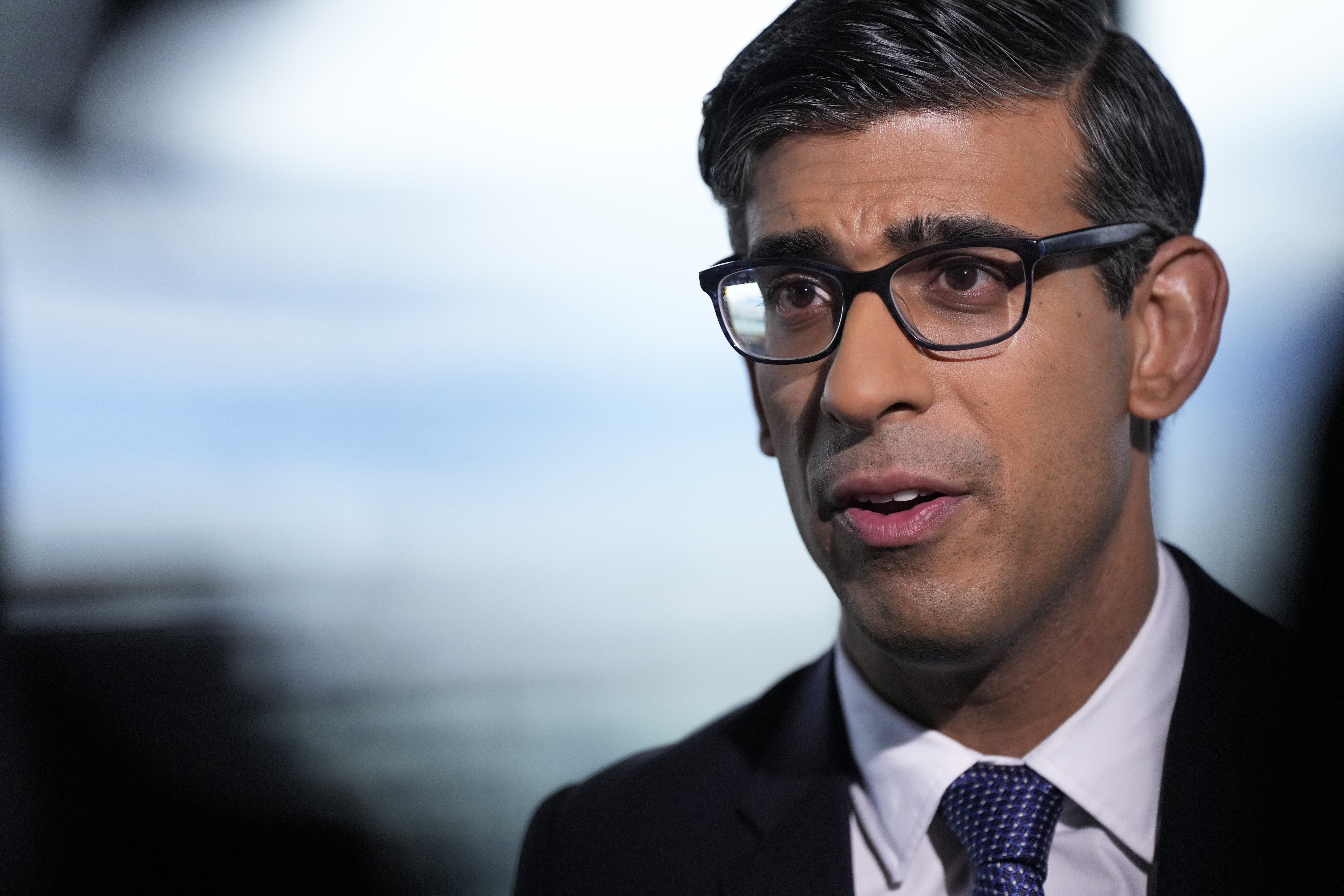 Prime Minister Rishi Sunak speaks with the media as he arrives at the the Harpa concert hall where a Council of Europe summit will take place in Reykjavik, Iceland. Picture date: Tuesday May 16, 2023.