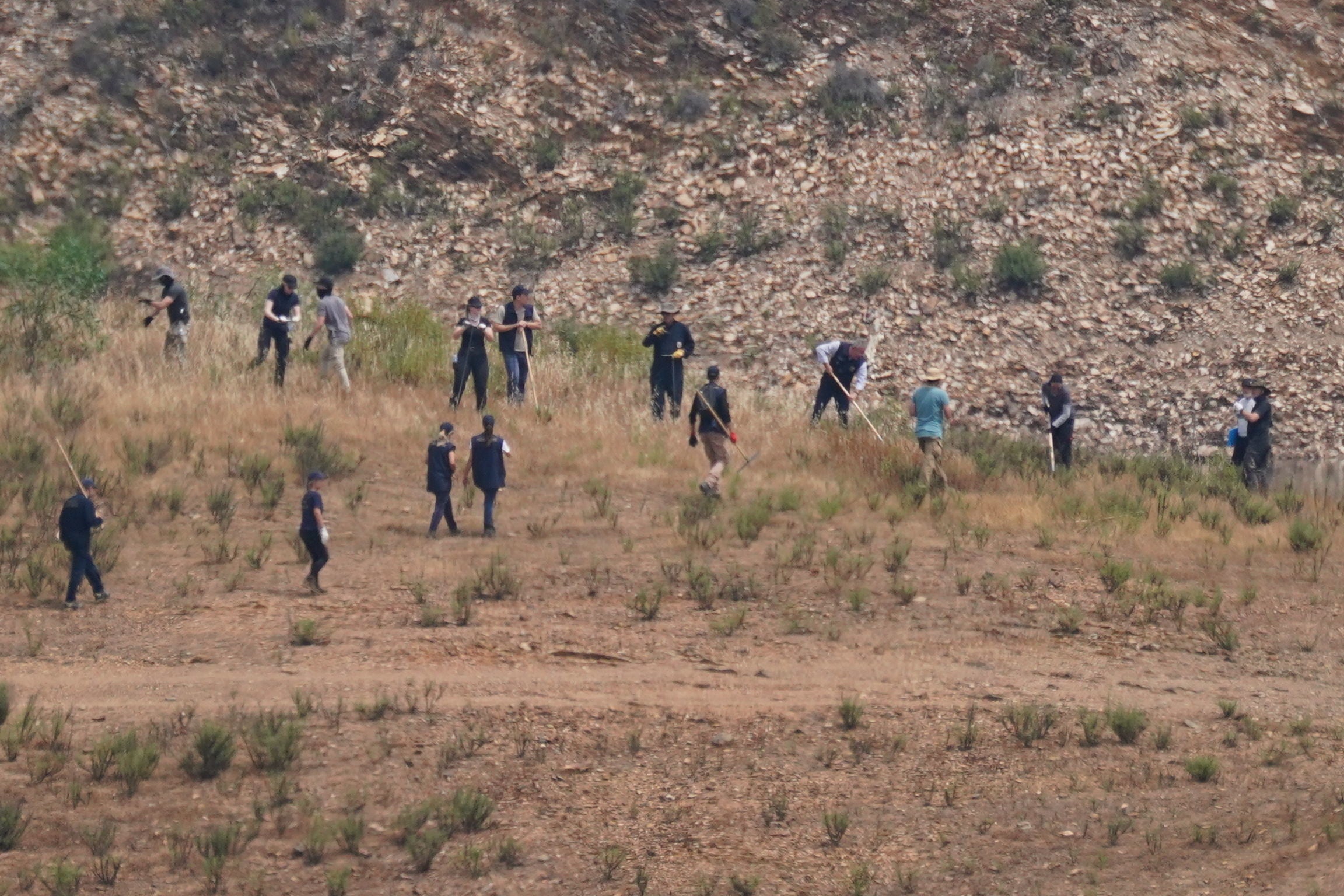 Personnel at Barragem do Arade reservoir, in the Algave, Portugal