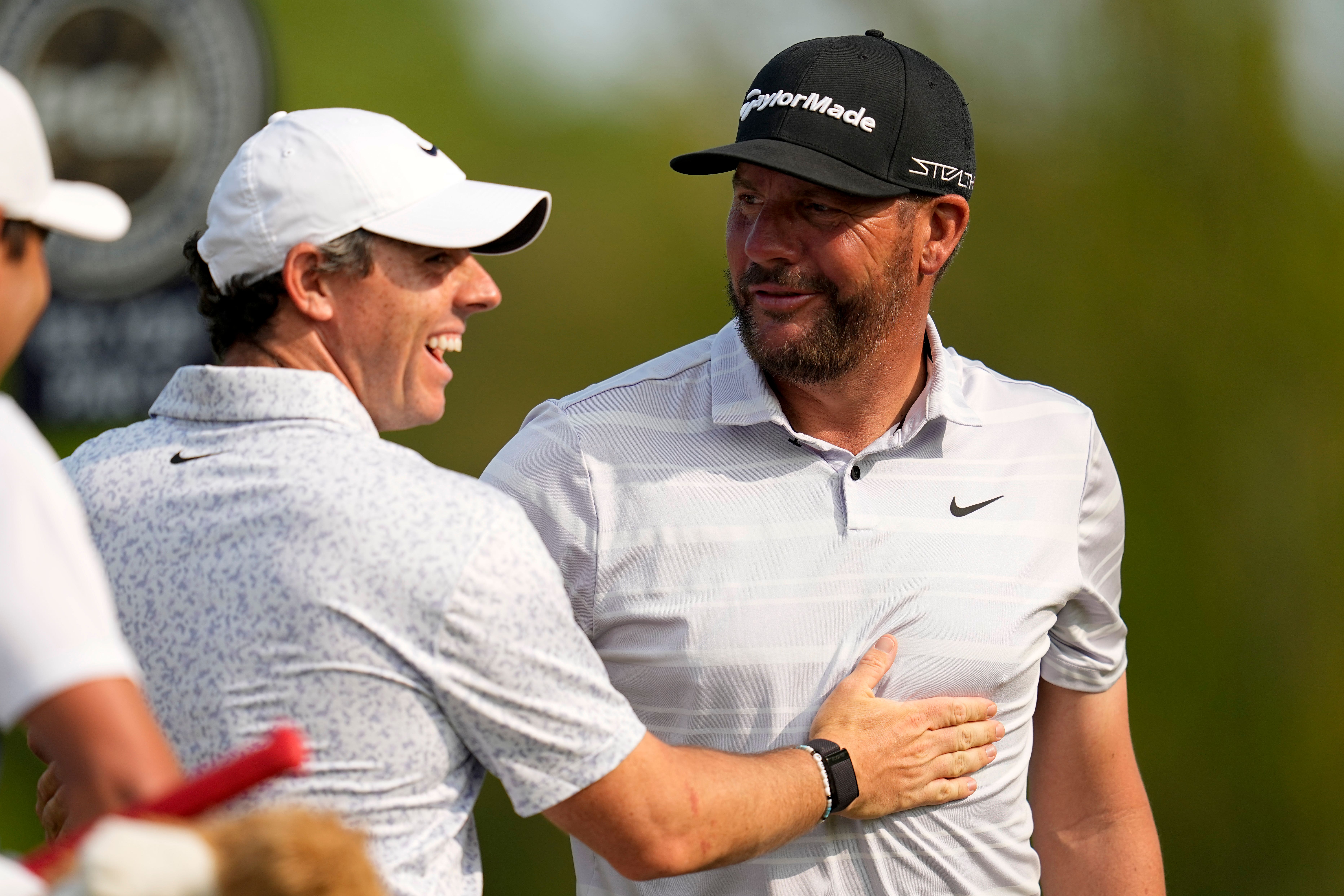 Michael Block (right) claimed a hole-in-one during the final round of the US PGA Championship (Abbie Parr/AP)