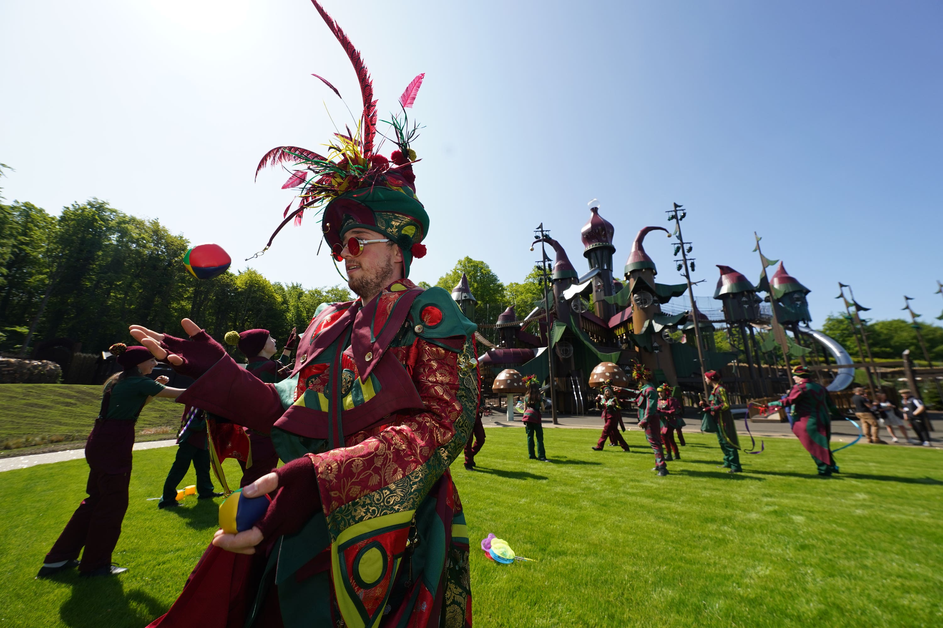 Staff in character of ‘Lilidorei’, the brand-new attraction, created from the vision of Jane Percy, Duchess of Northumberland, located in the grounds of the Alnwick Garden (Owen Humphreys/PA)