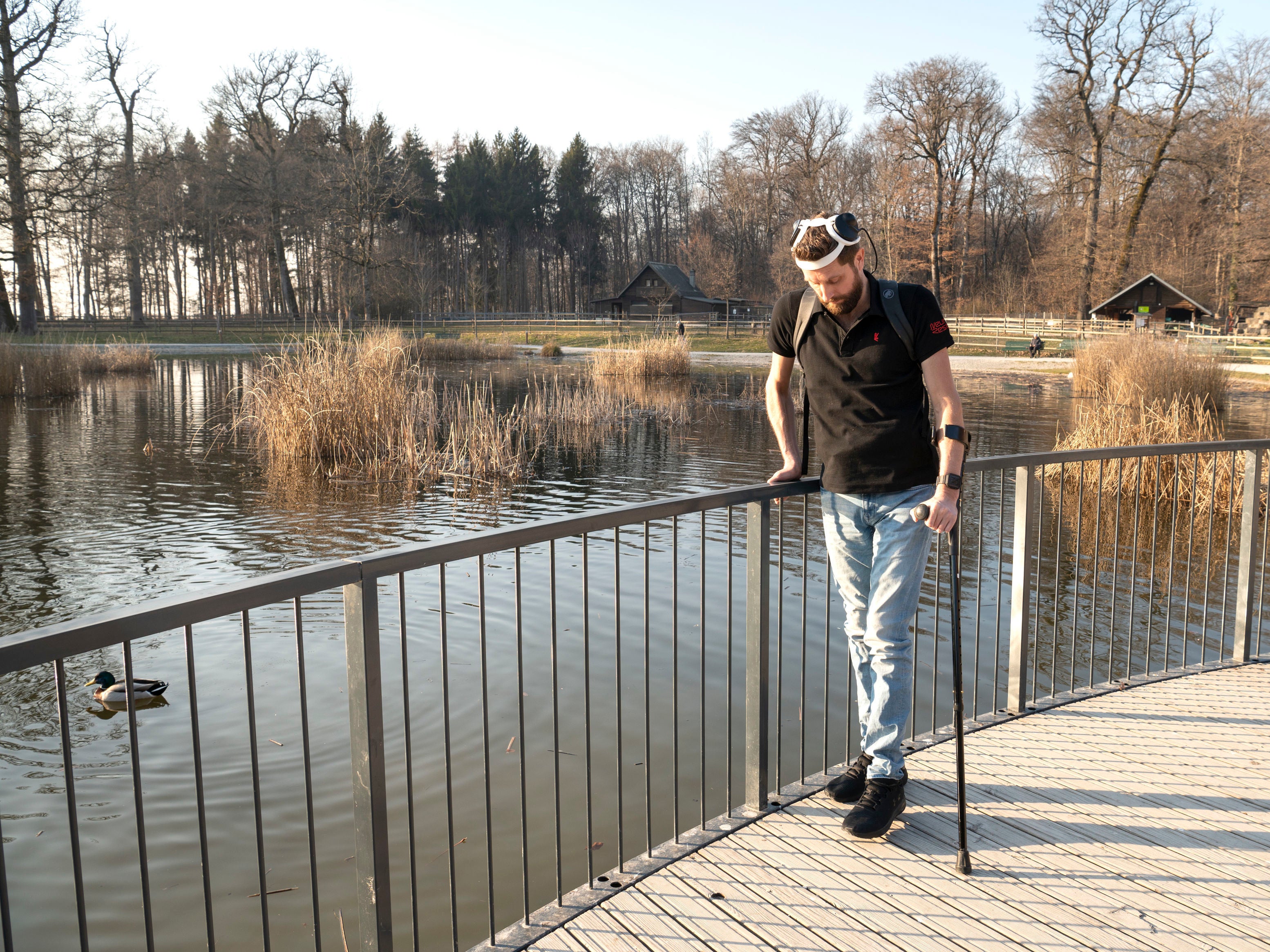 Gert-Jan Oskam, who has regained the ability to stand and walk naturally, using technology developed by researchers in Switzerland. EPFL/PA Wire