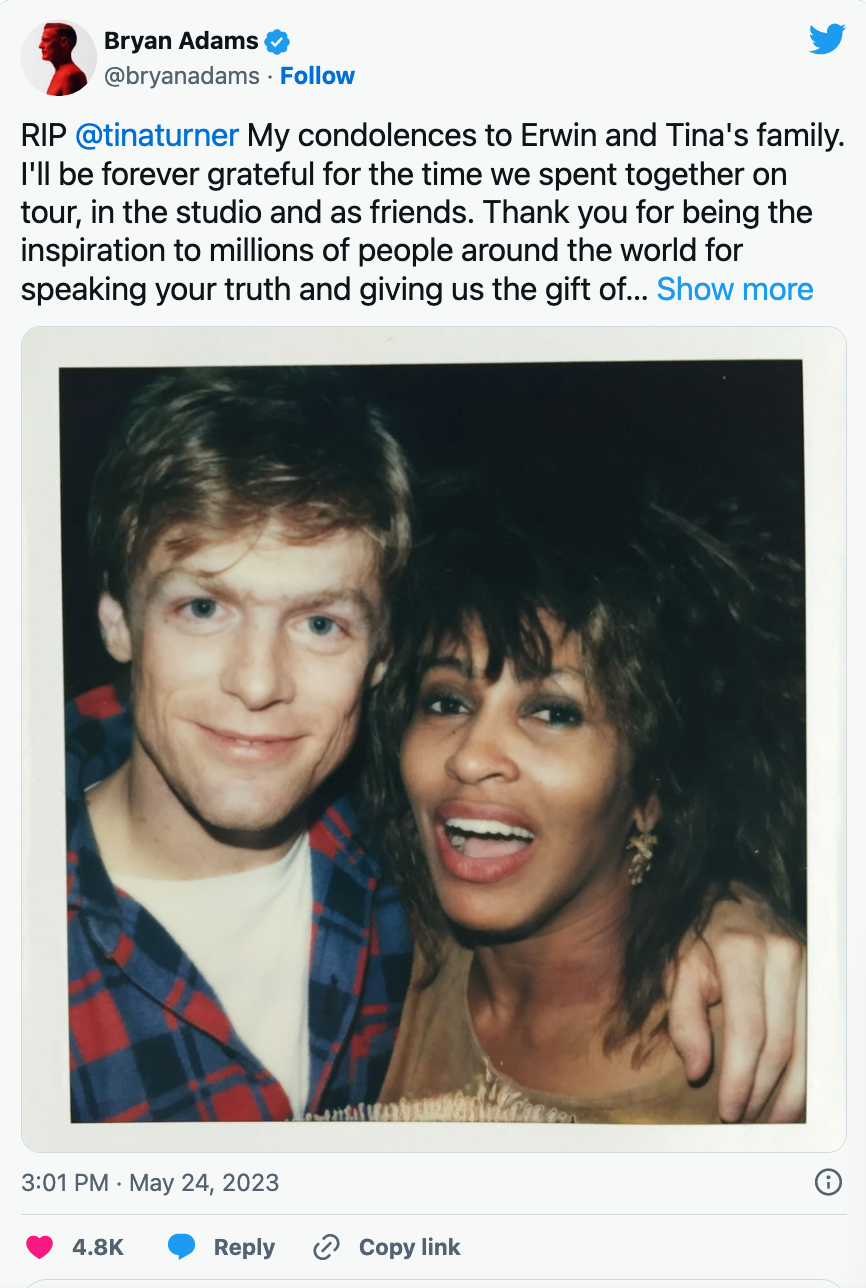 Bryan Adams and Tina Turner