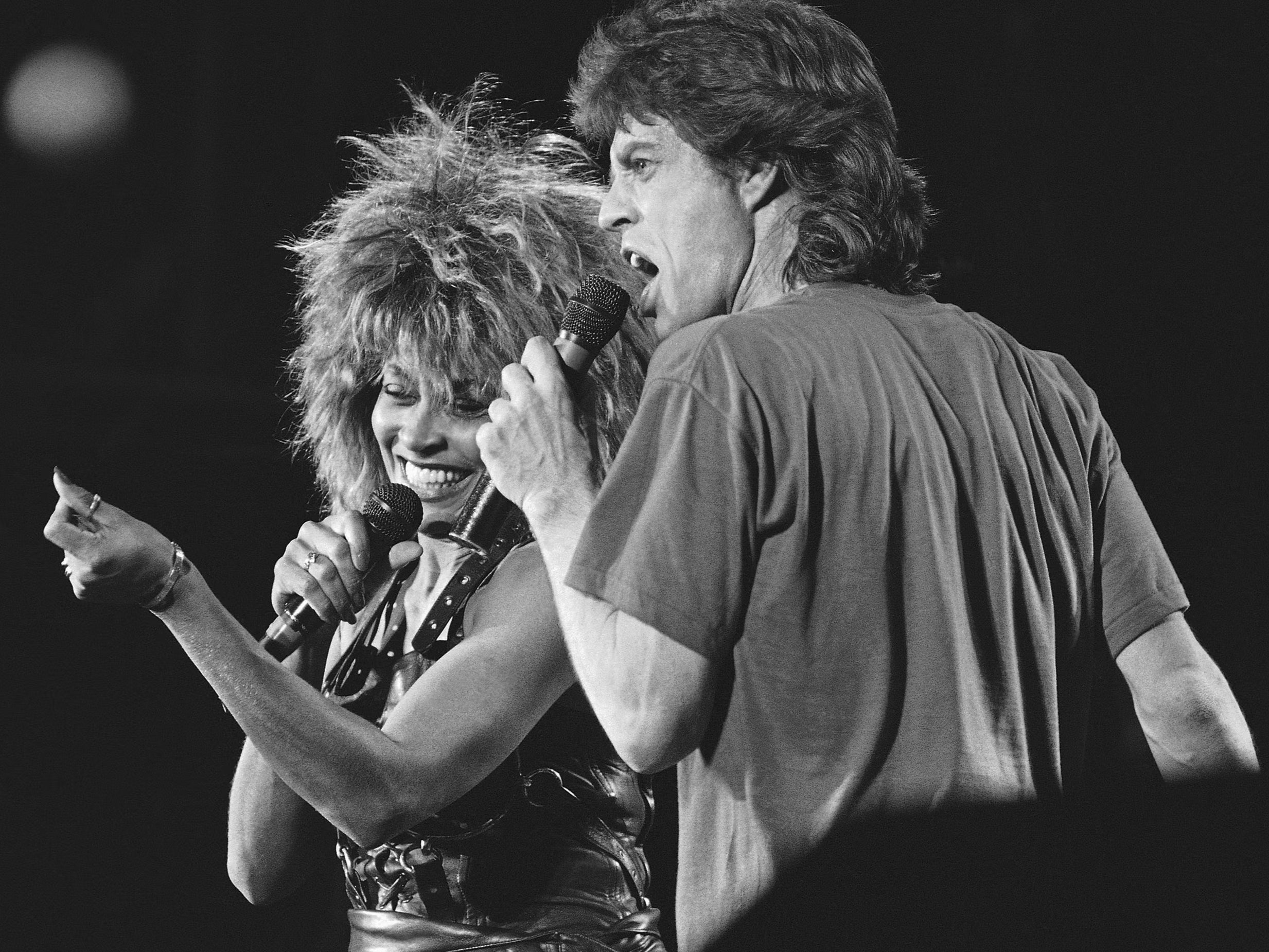 Rock’n’roll queen: Turner performing with Mick Jagger