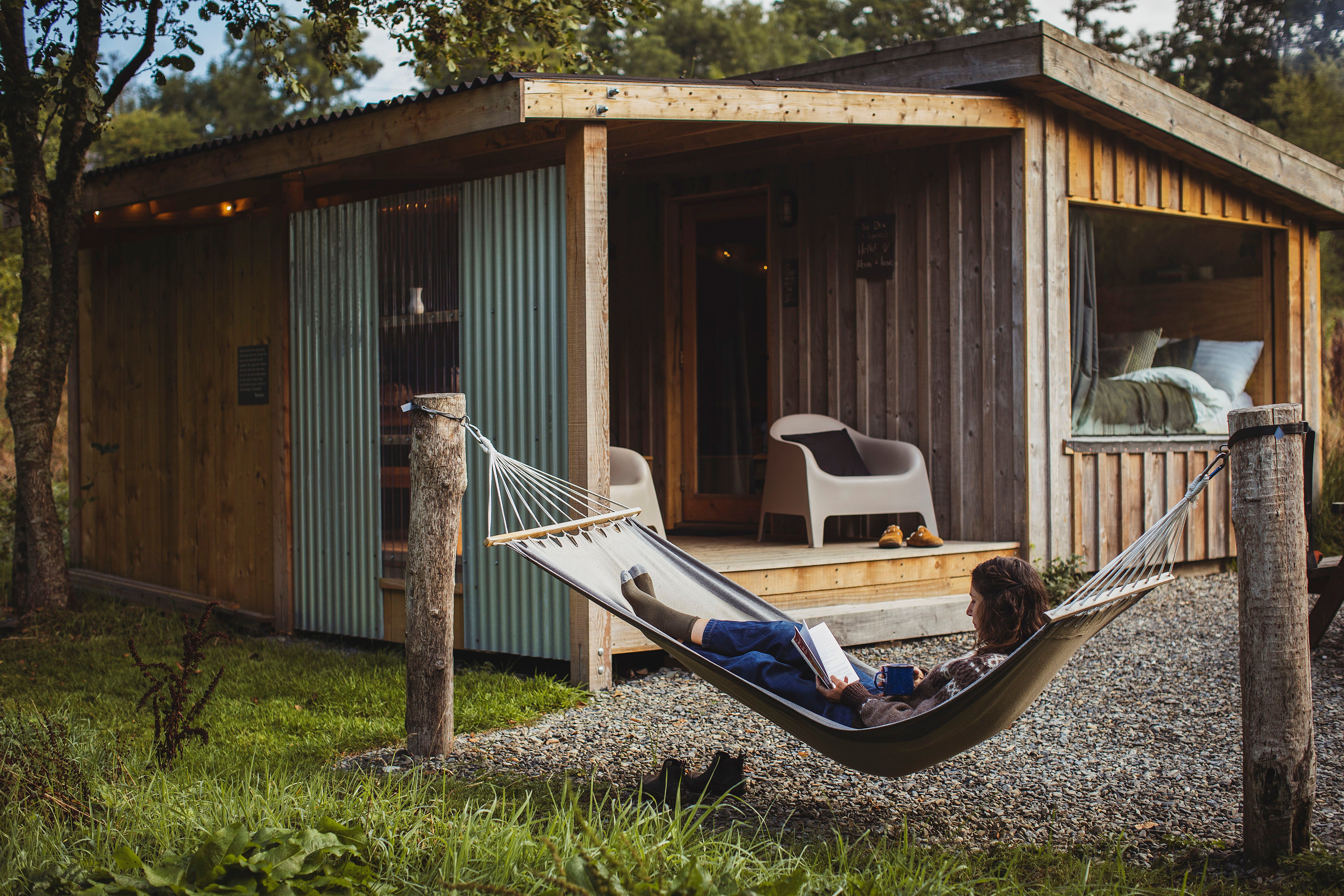 One of several available cabins at One Cat Farm