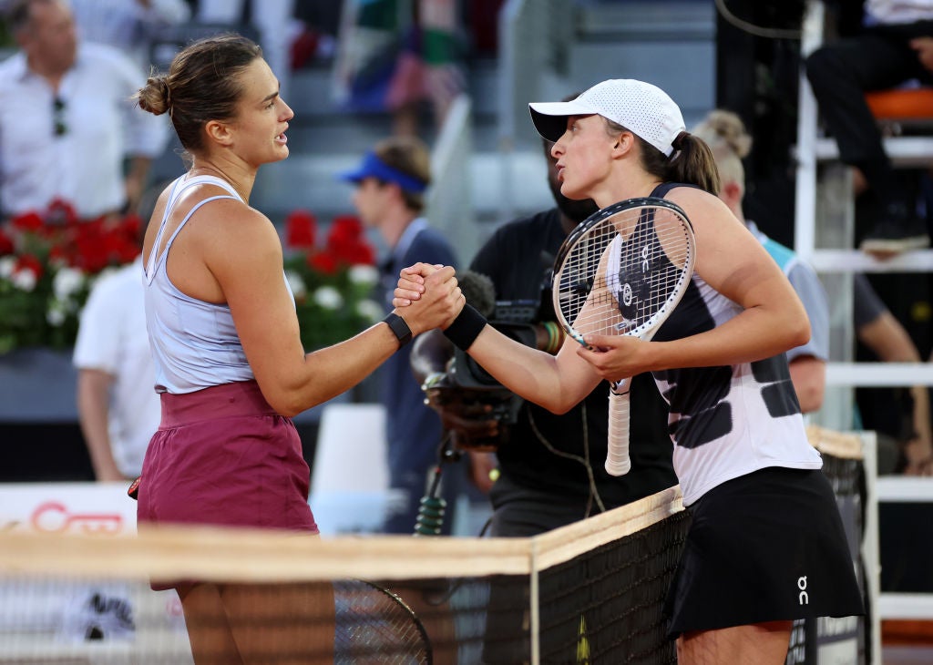 Sabalenka defeated Swiatek on clay in the Madrid Open final last month