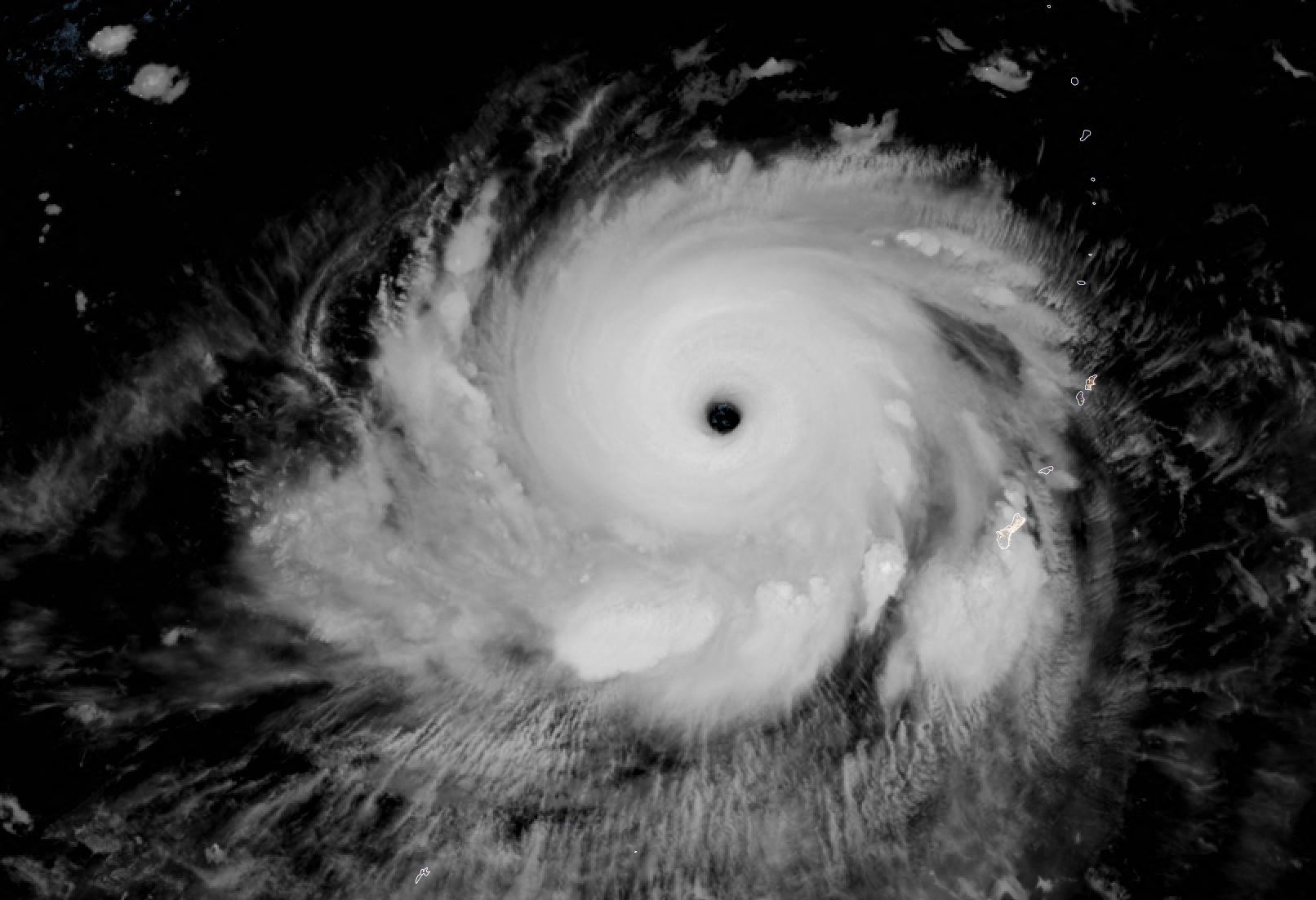 'This satellite image obtained from the The National Oceanic and Atmospheric Administration shows Typhoon Mawar as it moves away from Guam