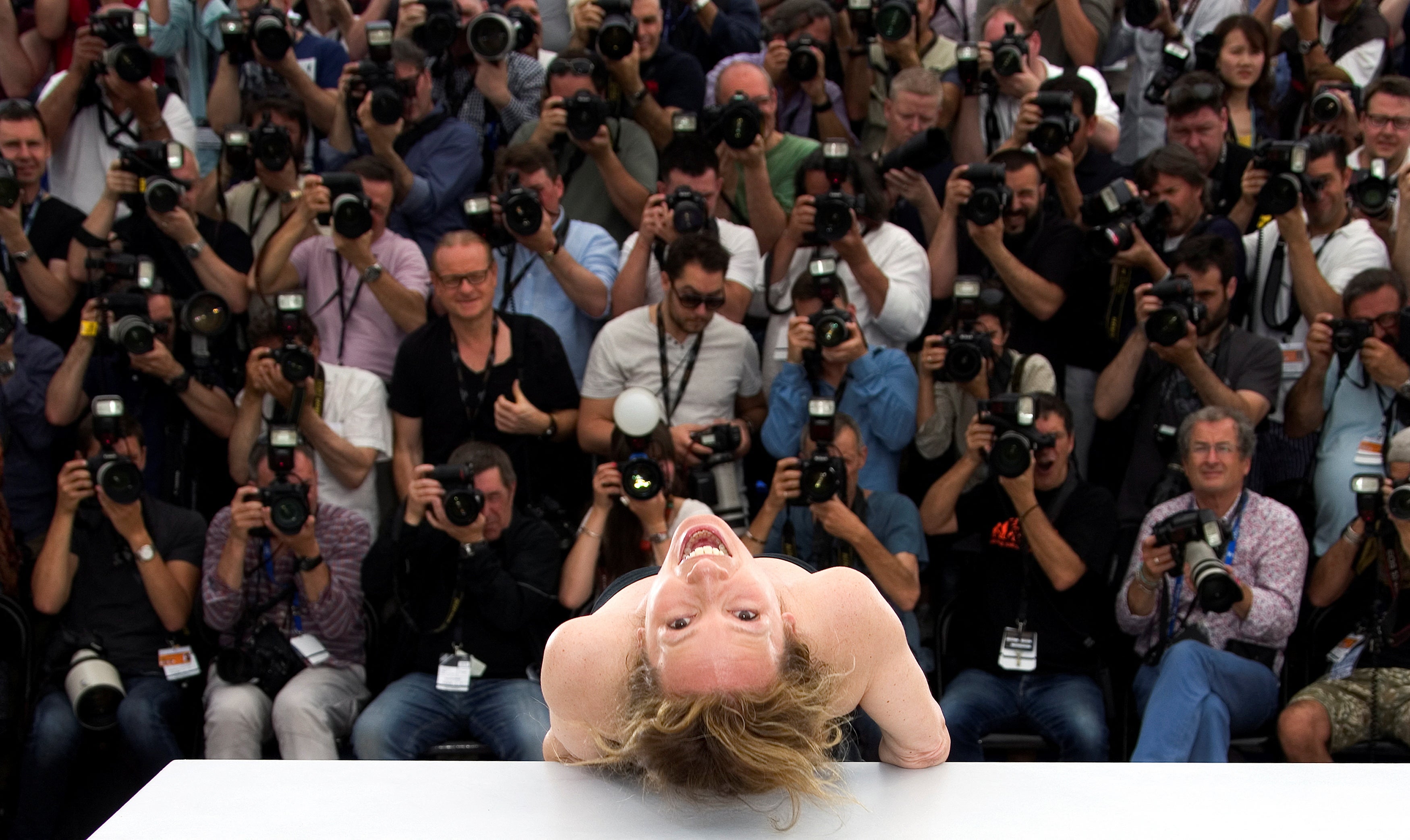 Director Emmanuelle Bercot poses during a photocall for the film ‘La Tete Haute’ out of competition before the opening of the 68th Cannes on 13 May 2015