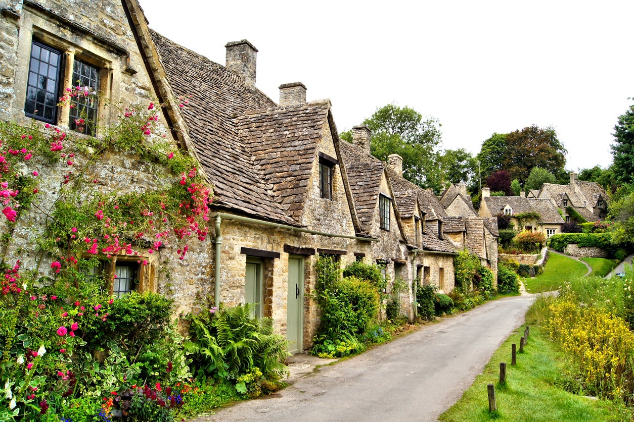 A row of old English houses in Bibury