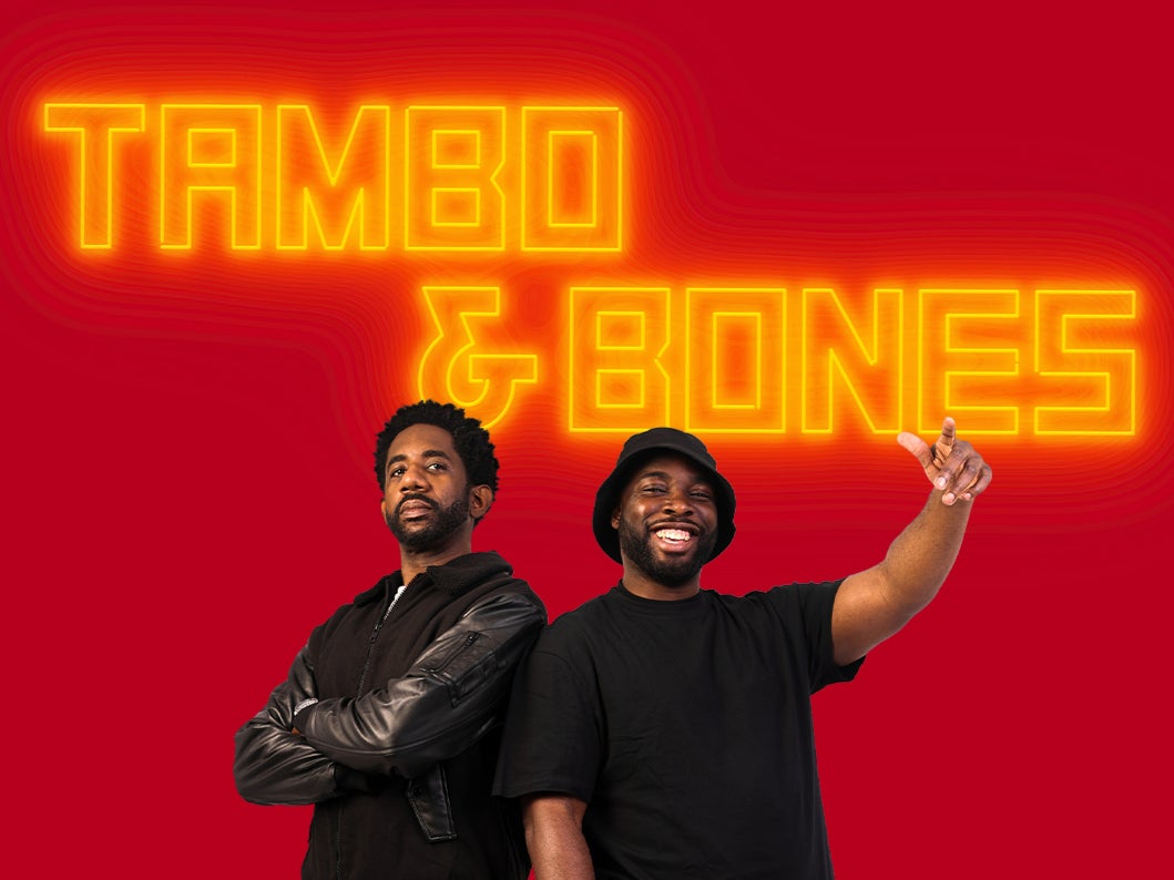 Rhashan Stone (Tambo) and Daniel Ward (Bones) in Tambo & Bones at Stratford East