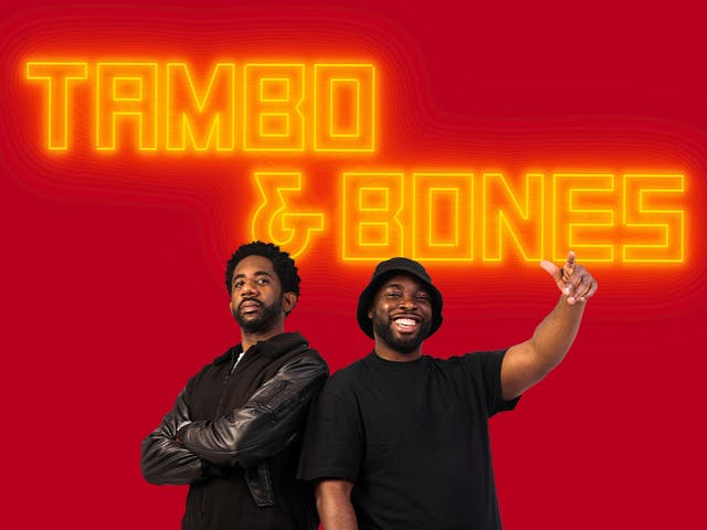 <p>Rhashan Stone (Tambo) and Daniel Ward (Bones) in Tambo & Bones at Stratford East</p>