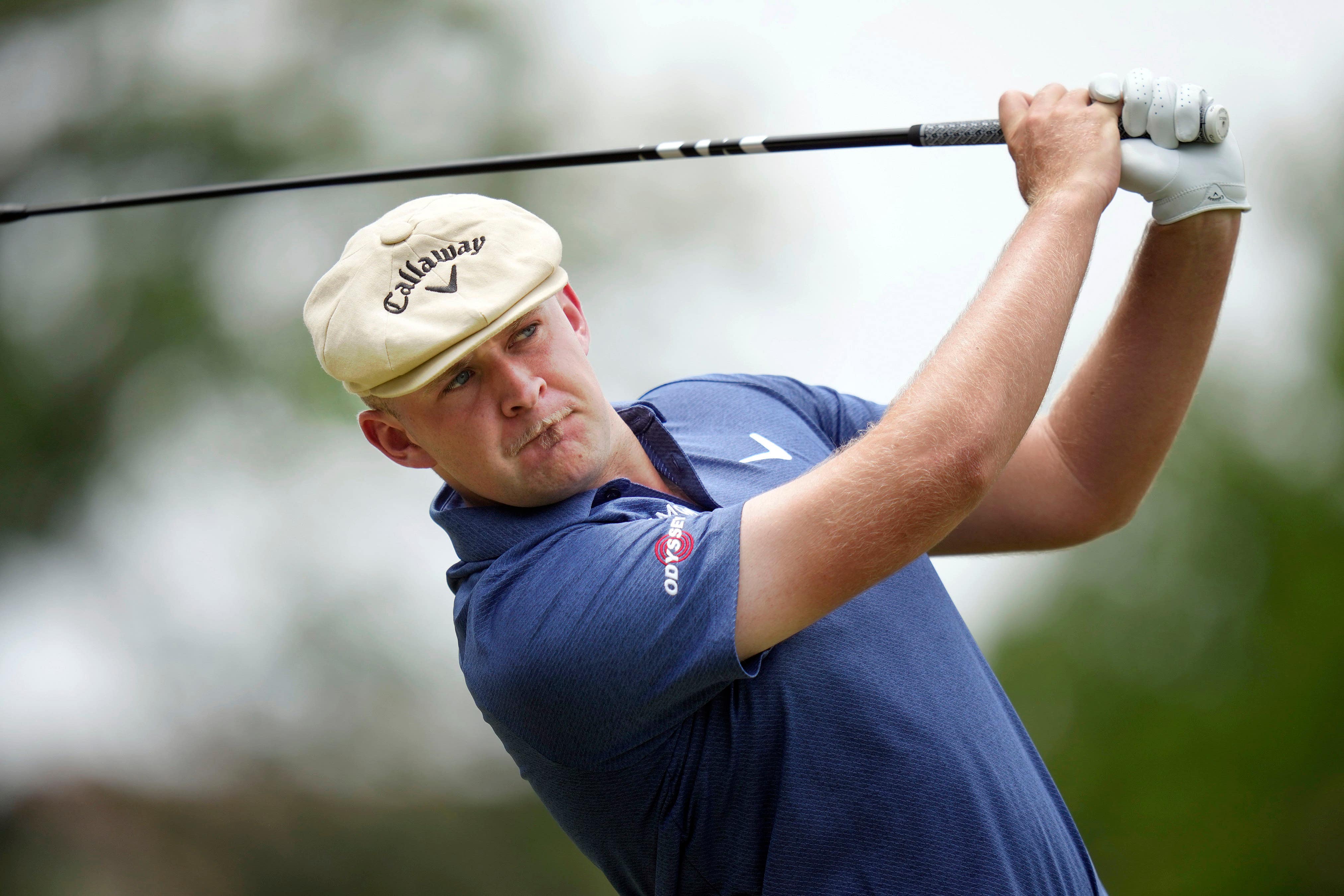 Cornish rookie Harry Hall fired four consecutive birdies around the turn as he took a three-shot halfway lead in the Charles Schwab Challenge (LM Otero/AP)