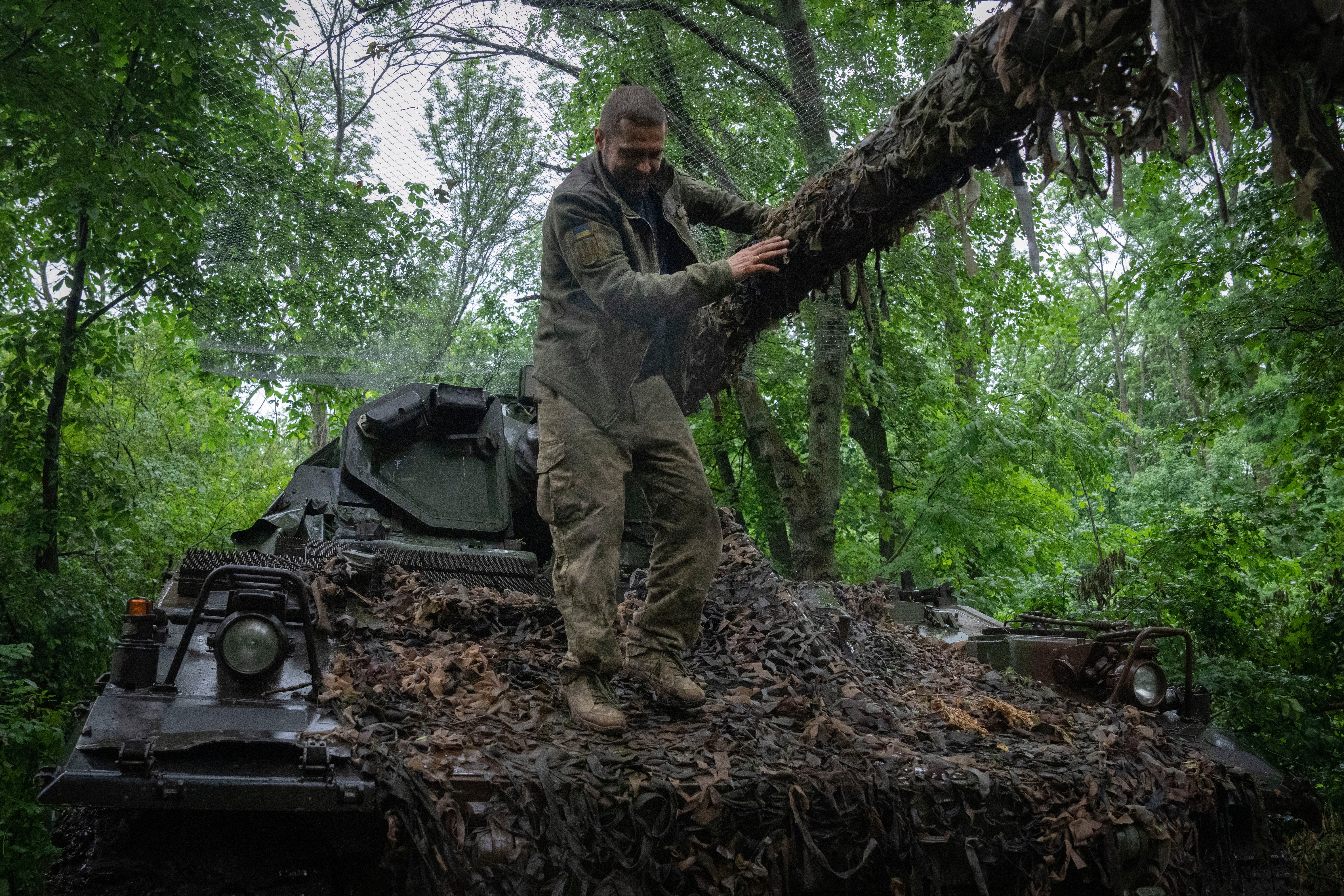 A Ukrainian soldier near Bakhmut