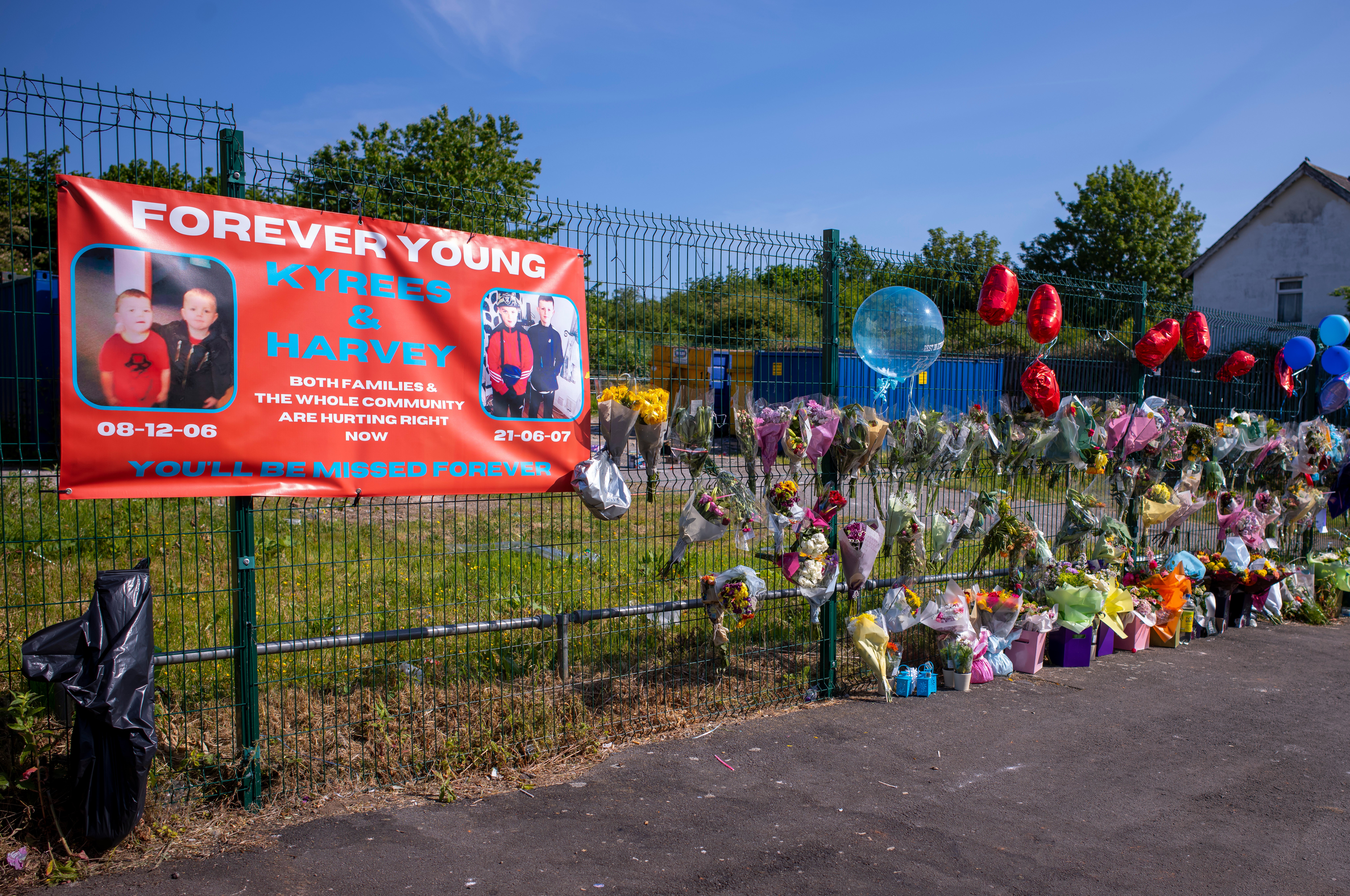 Hundreds of floral tributes and messages have been left at the scene of the accident in Ely, Cardiff since Monday