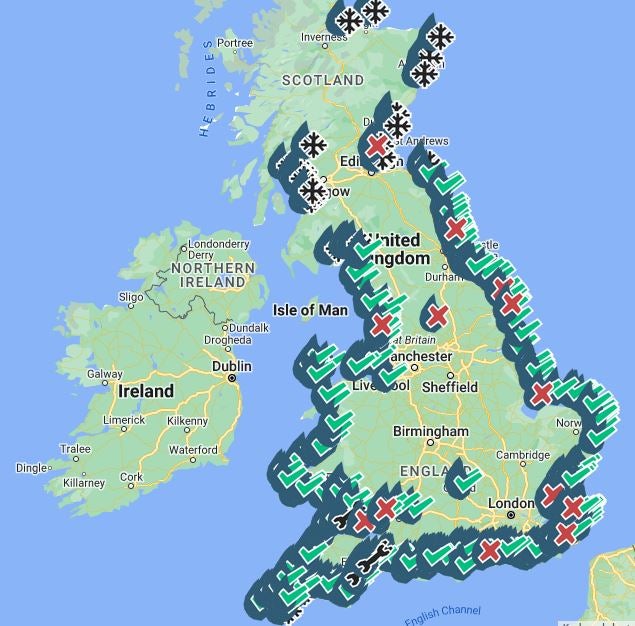 Surfers Against Sewage also shows recent sewage discharges across the country