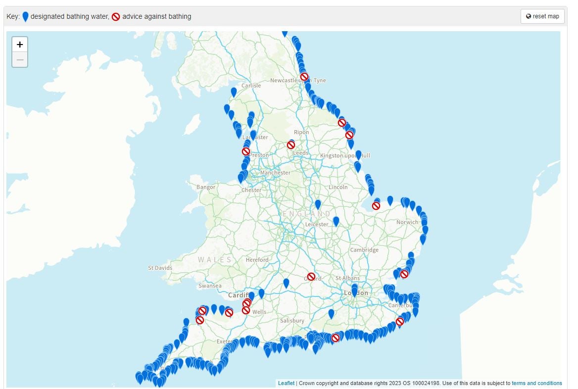 The Environment Agency highlights many of the locations on this list due to water quality concerns