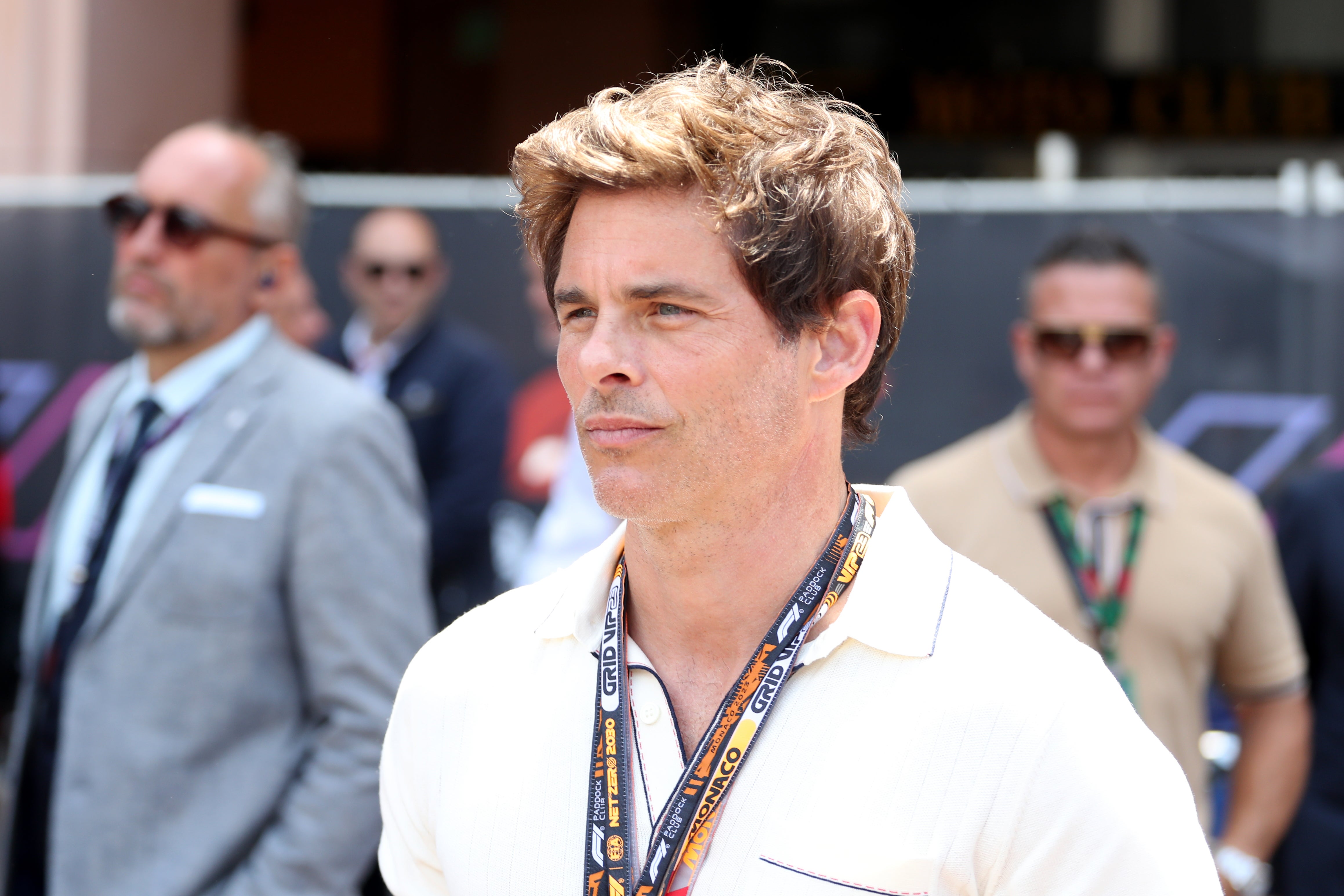 James Marsden walks in the Paddock during the F1 Grand Prix of Monaco at Circuit de Monaco on May 28, 2023