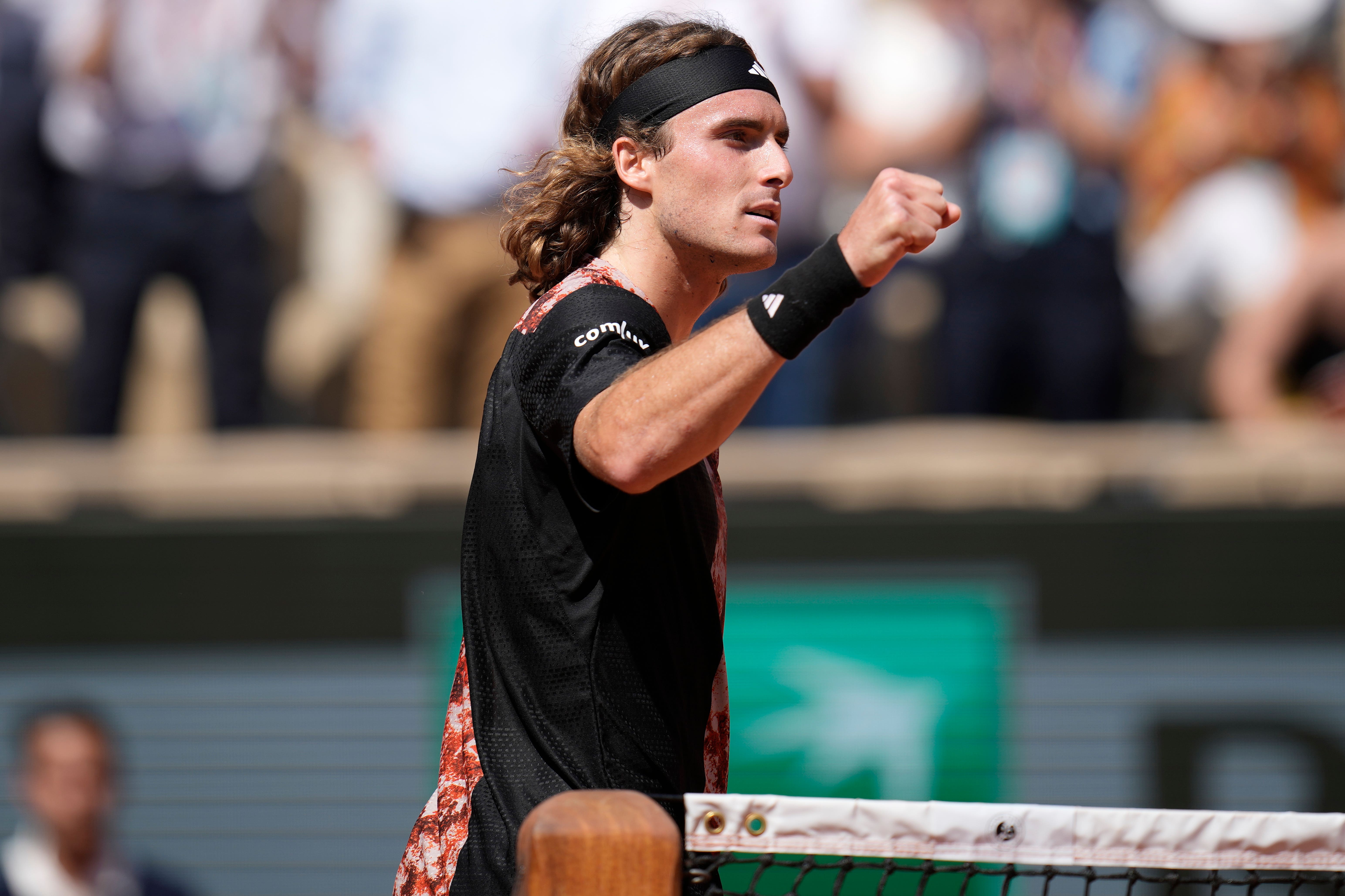 Greece’s Stefanos Tsitsipas battled to victory over Jiri Vesely (Christophe Ena/AP)