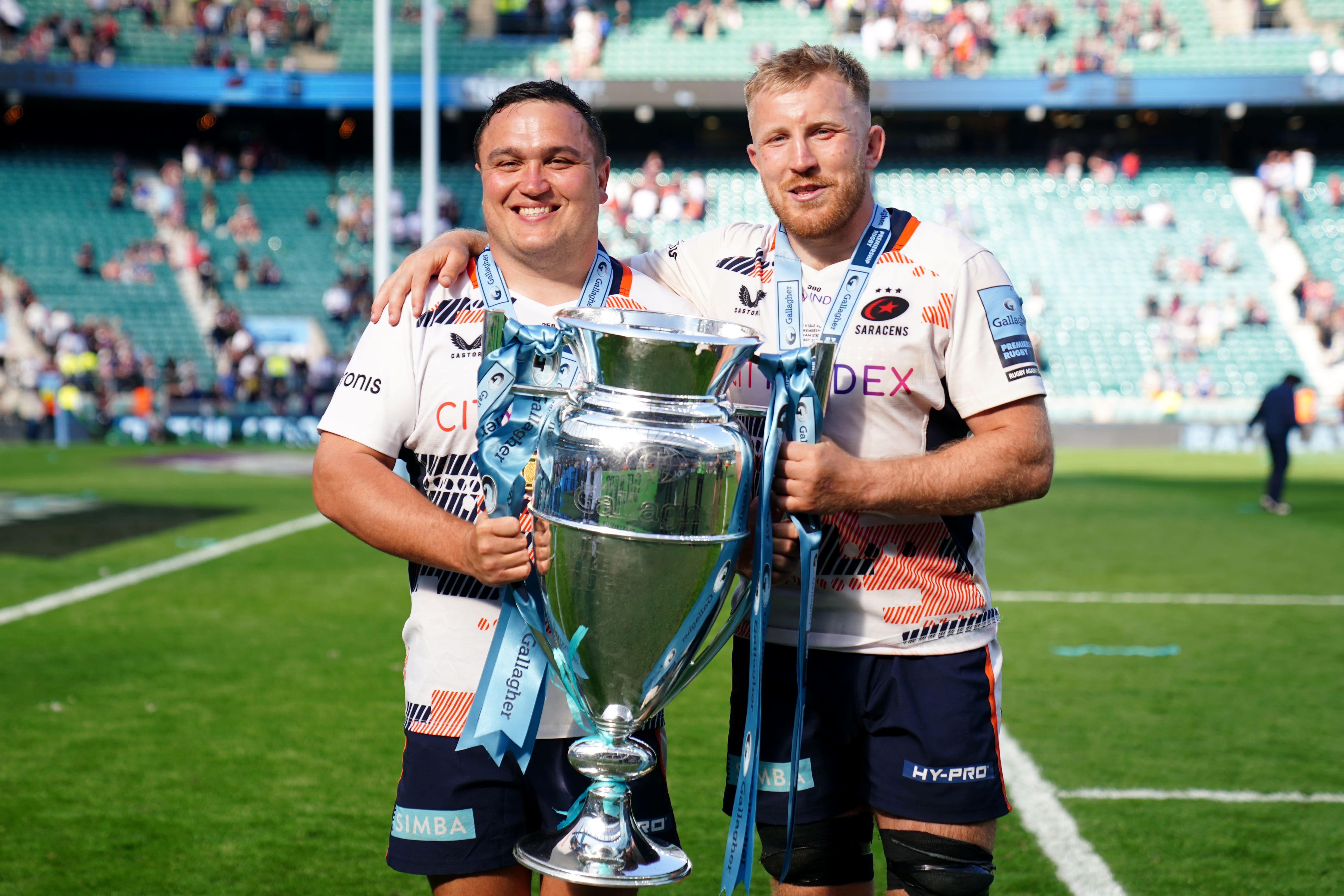 Jackson Wray, right, has claimed the Premiership trophy with Saracens (David Davies/PA)