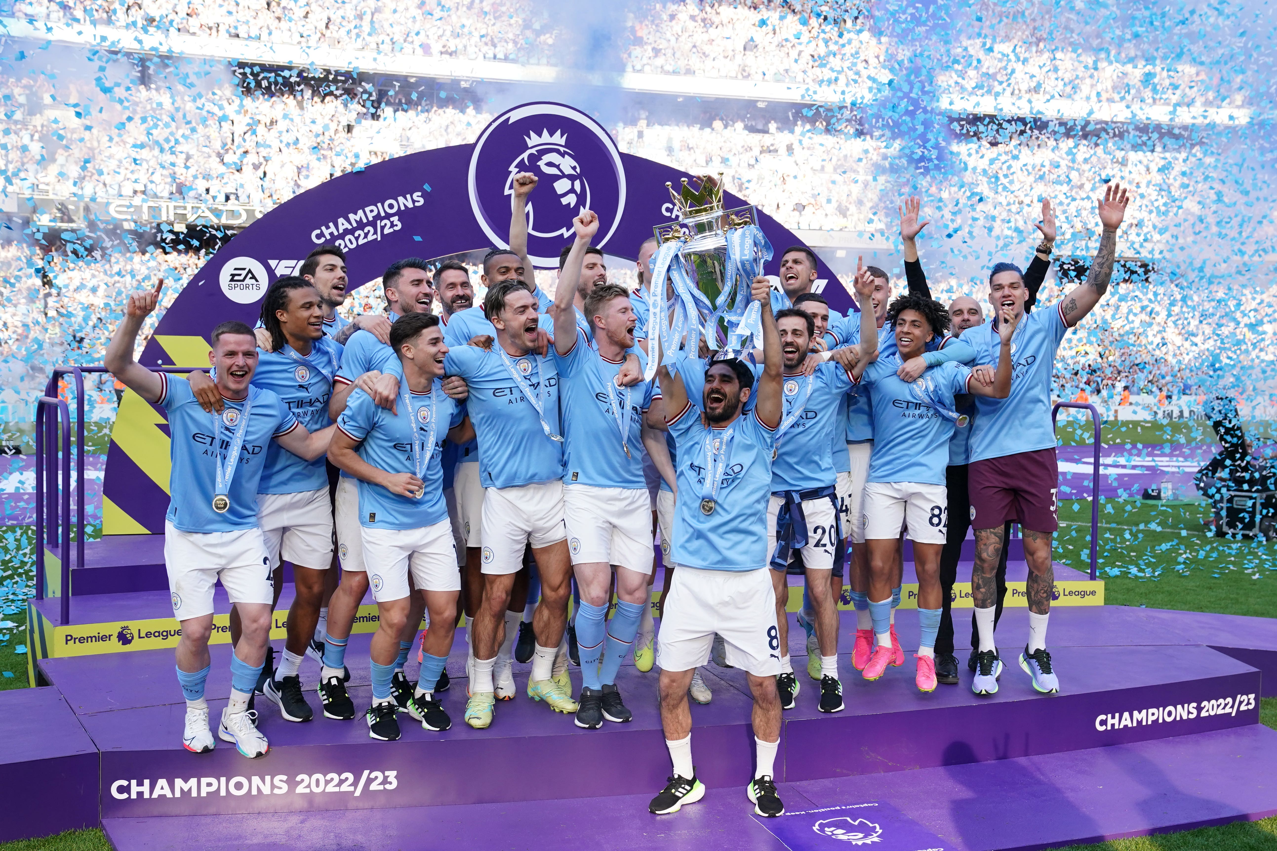 Manchester City have won the Premier League title for a third season in a row (Martin Rickett/PA)