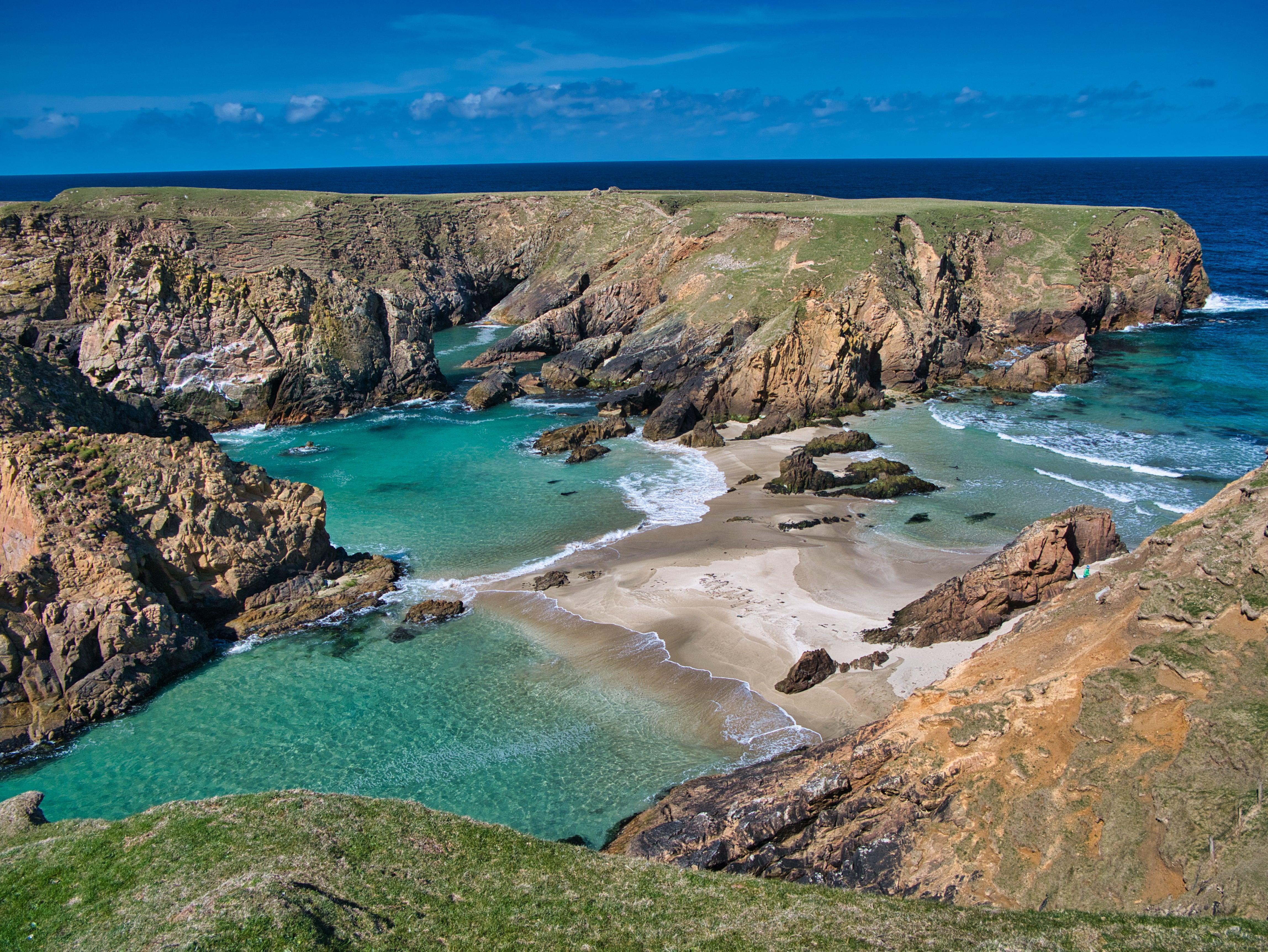 The rugged coastline of Uyea Island in Northmavine