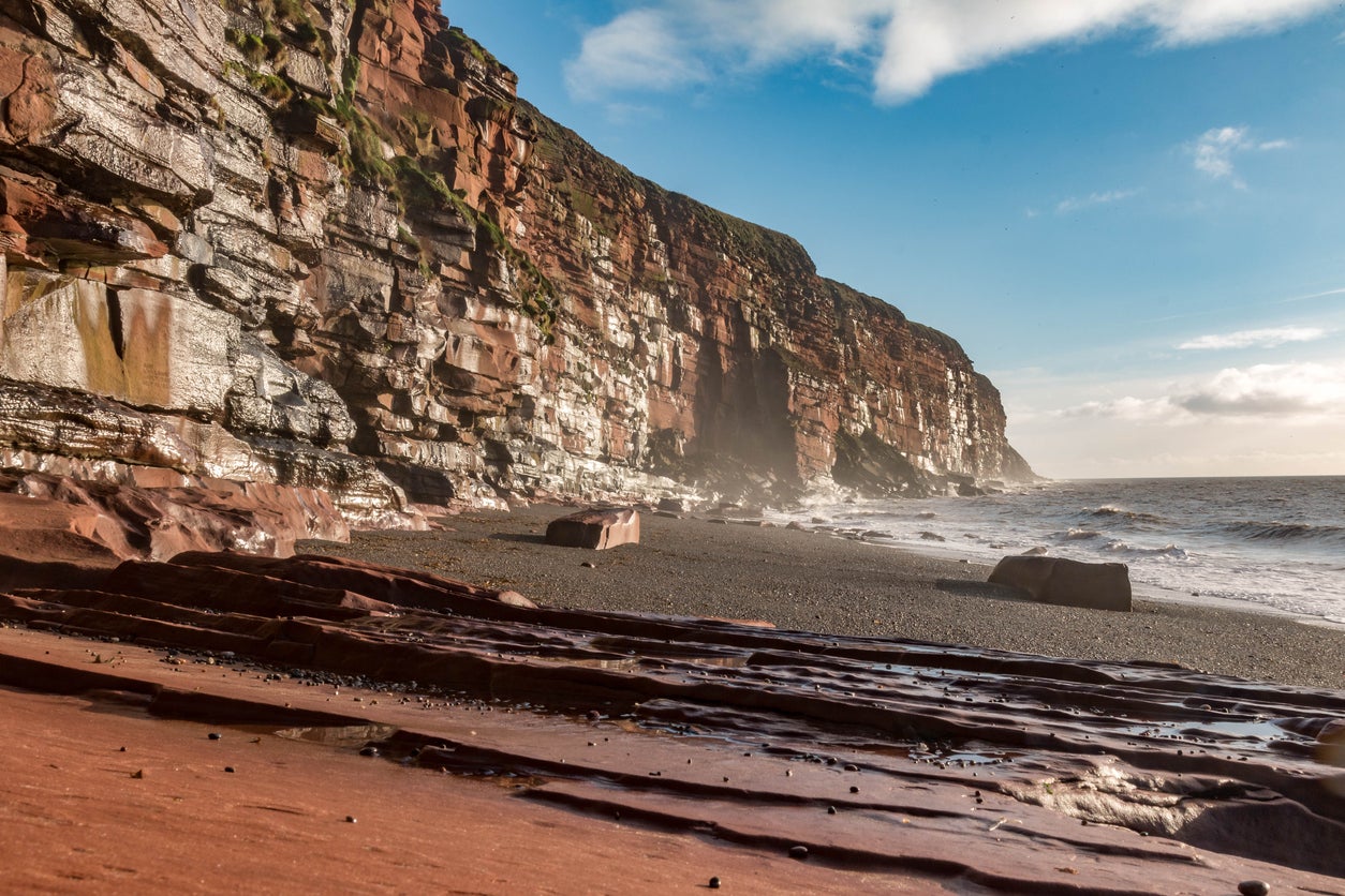 Fleswick Bay is one of several hidden gems on the Whitehaven Coastal Walk